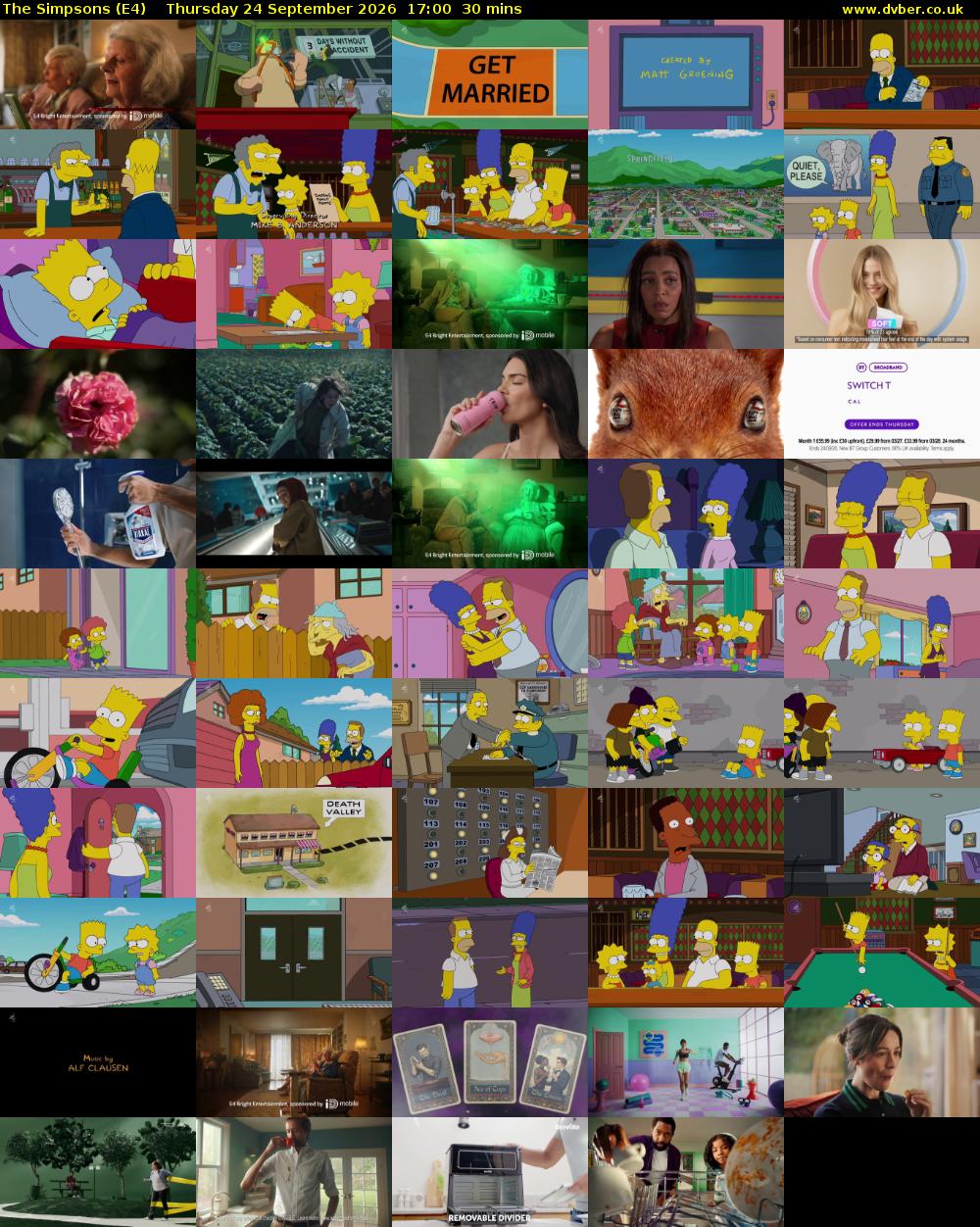 The Simpsons (E4) Thursday 24 September 2026 17:00 - 17:30