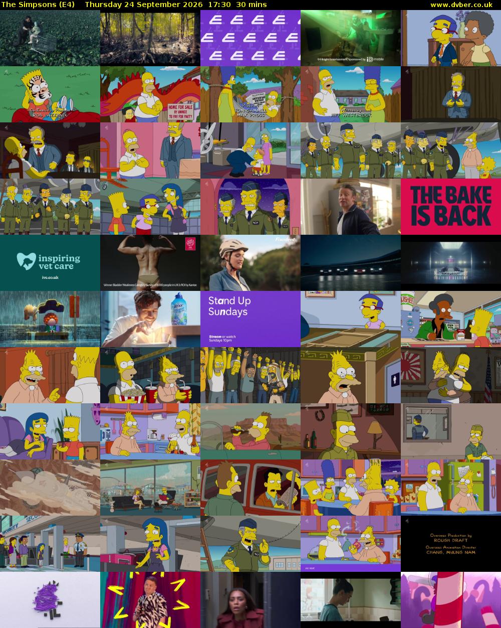 The Simpsons (E4) Thursday 24 September 2026 17:30 - 18:00