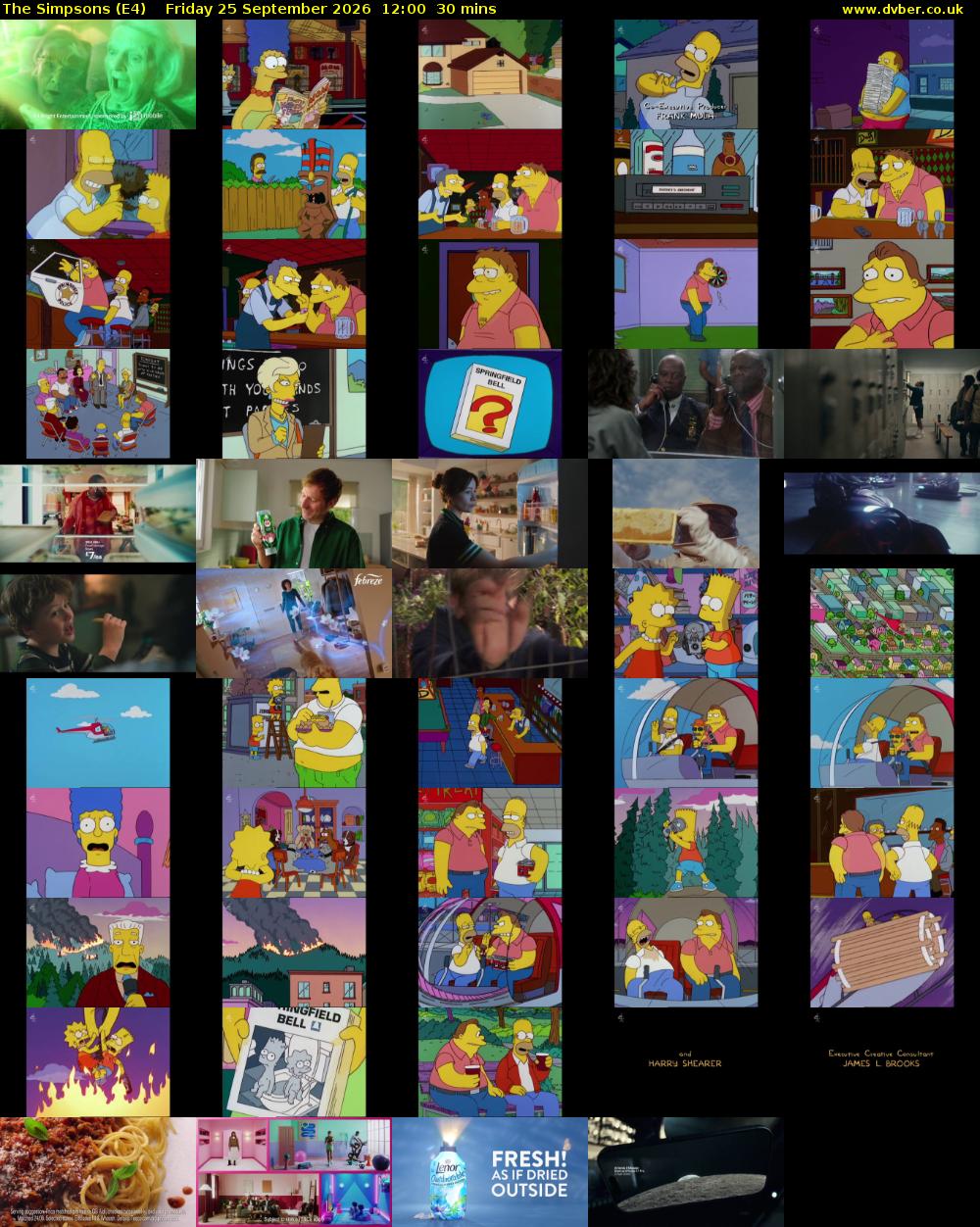 The Simpsons (E4) Friday 25 September 2026 12:00 - 12:30