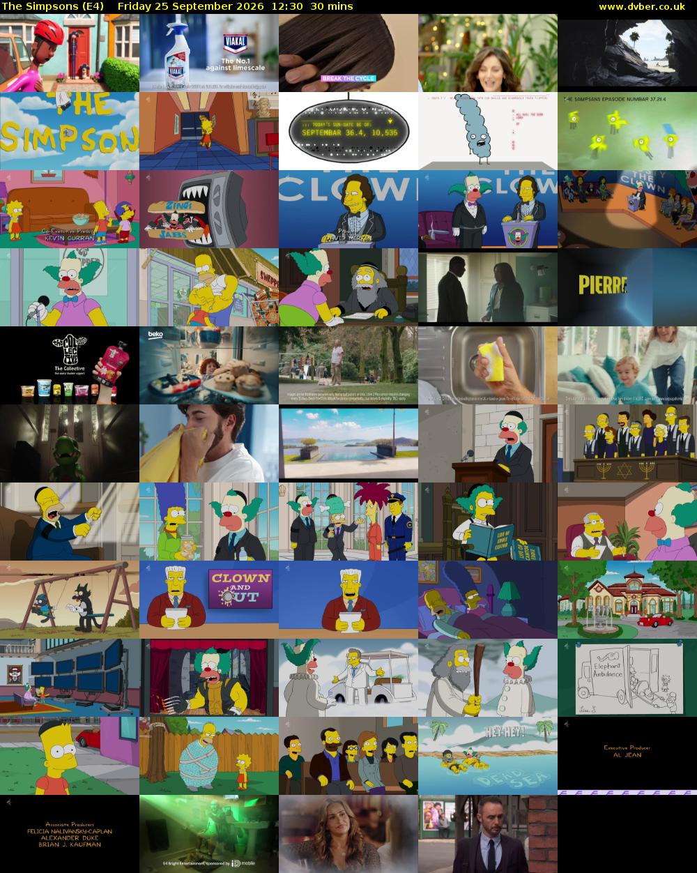 The Simpsons (E4) Friday 25 September 2026 12:30 - 13:00