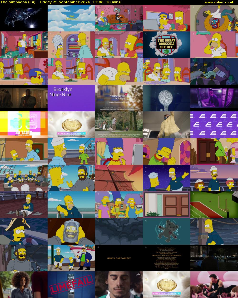 The Simpsons (E4) Friday 25 September 2026 13:00 - 13:30