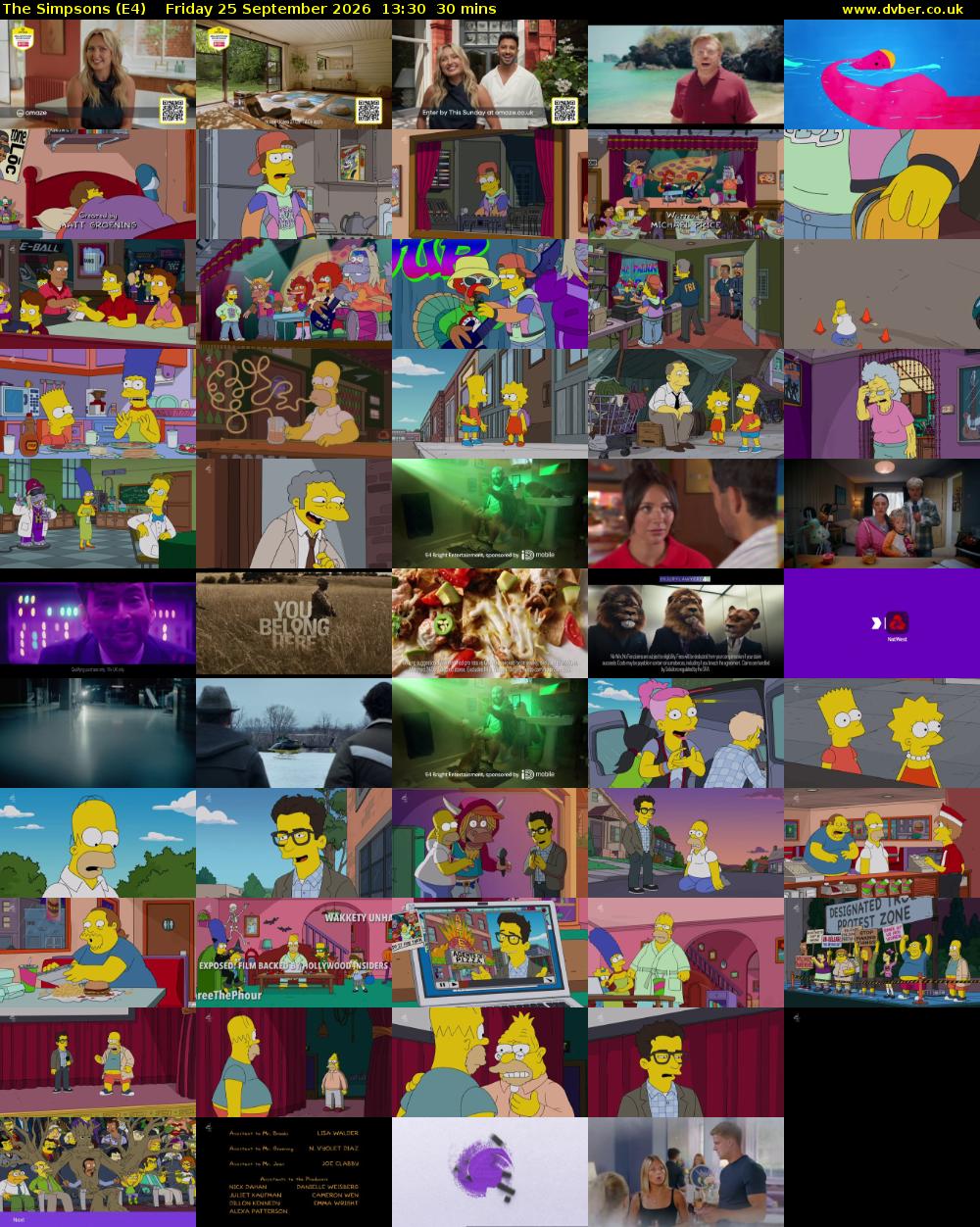The Simpsons (E4) Friday 25 September 2026 13:30 - 14:00