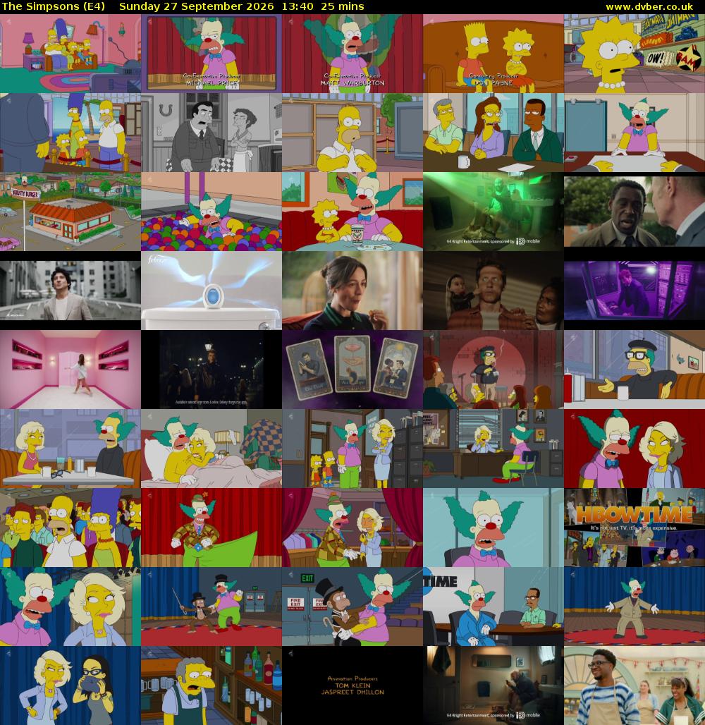 The Simpsons (E4) Sunday 27 September 2026 13:40 - 14:05