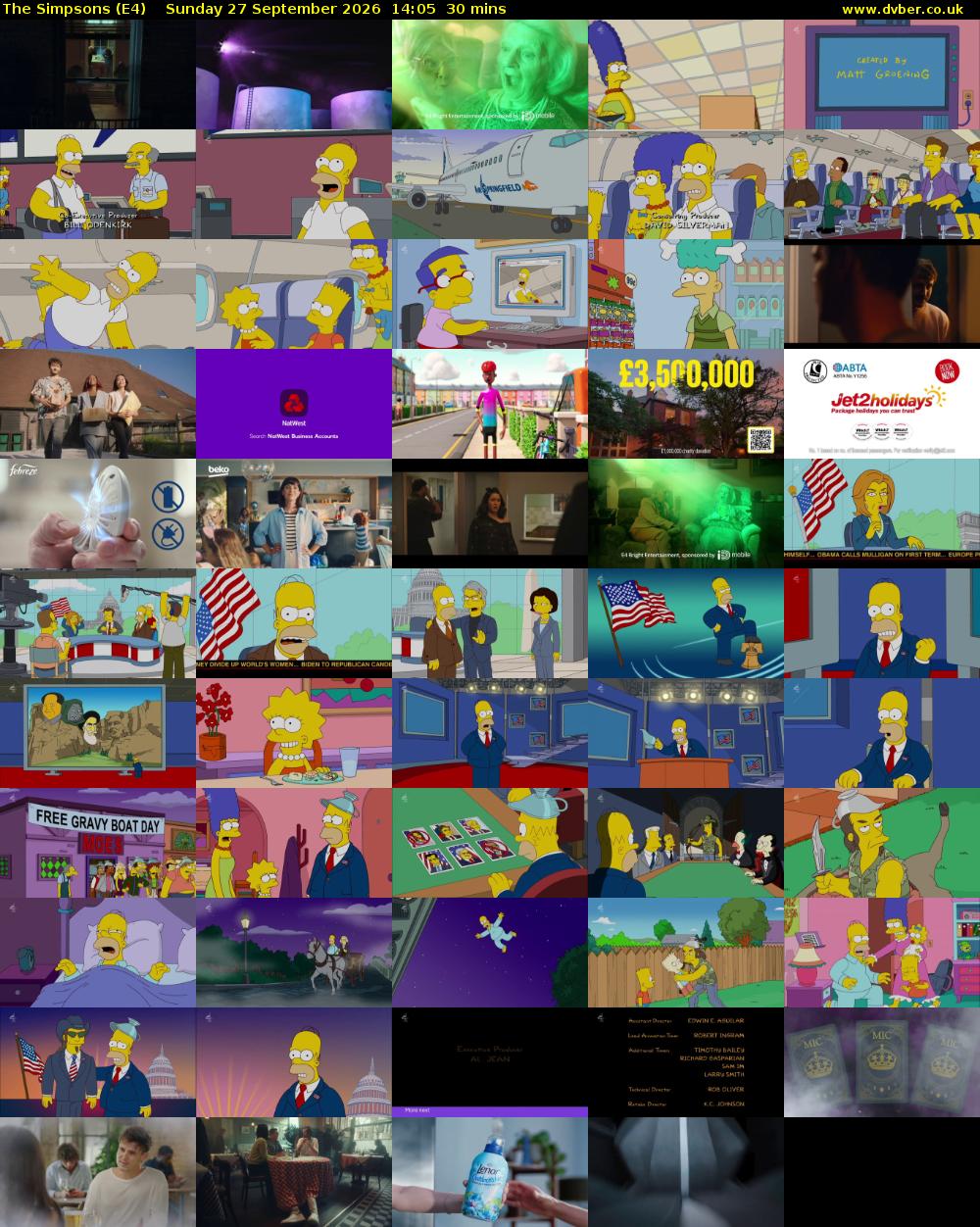 The Simpsons (E4) Sunday 27 September 2026 14:05 - 14:35