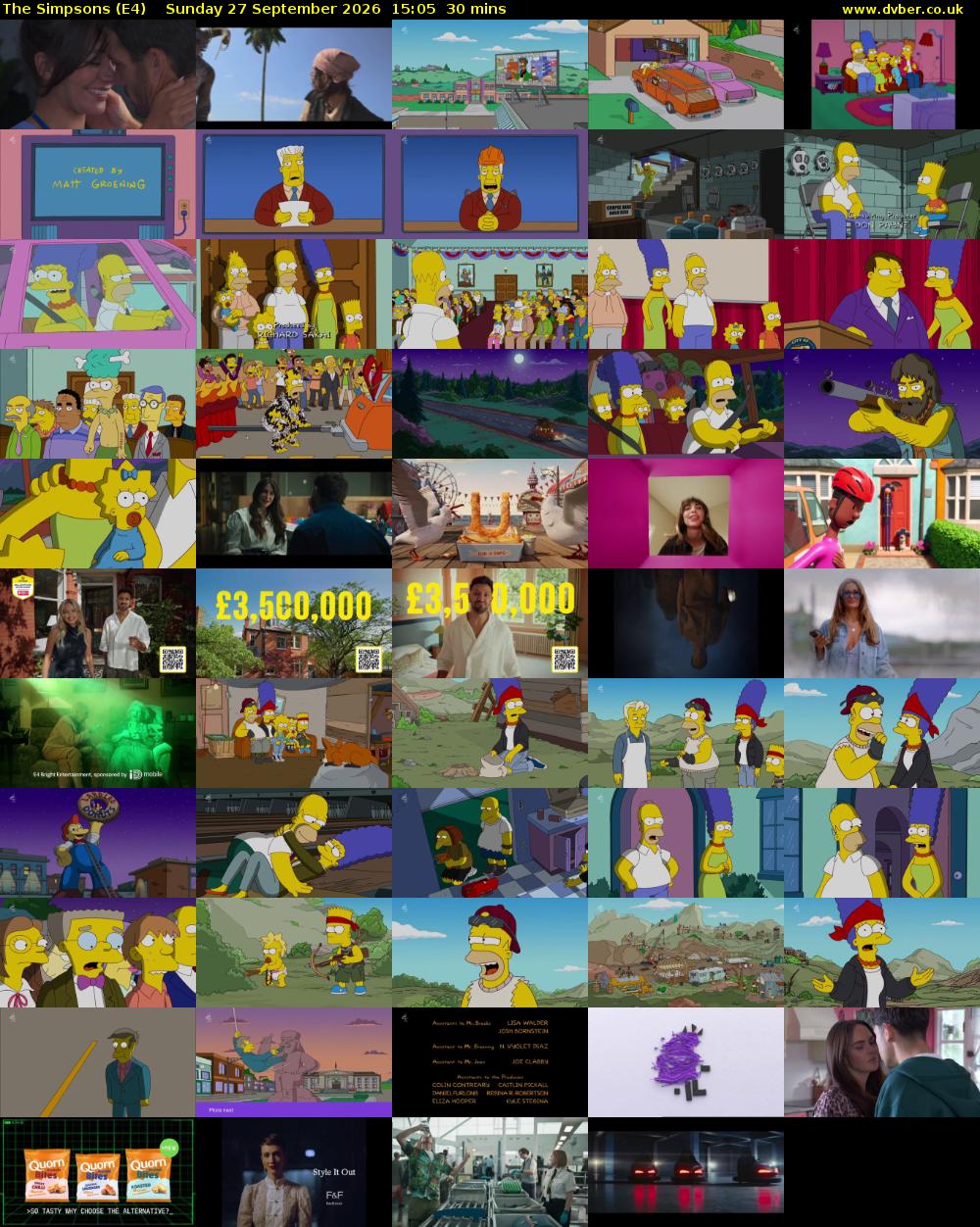 The Simpsons (E4) Sunday 27 September 2026 15:05 - 15:35