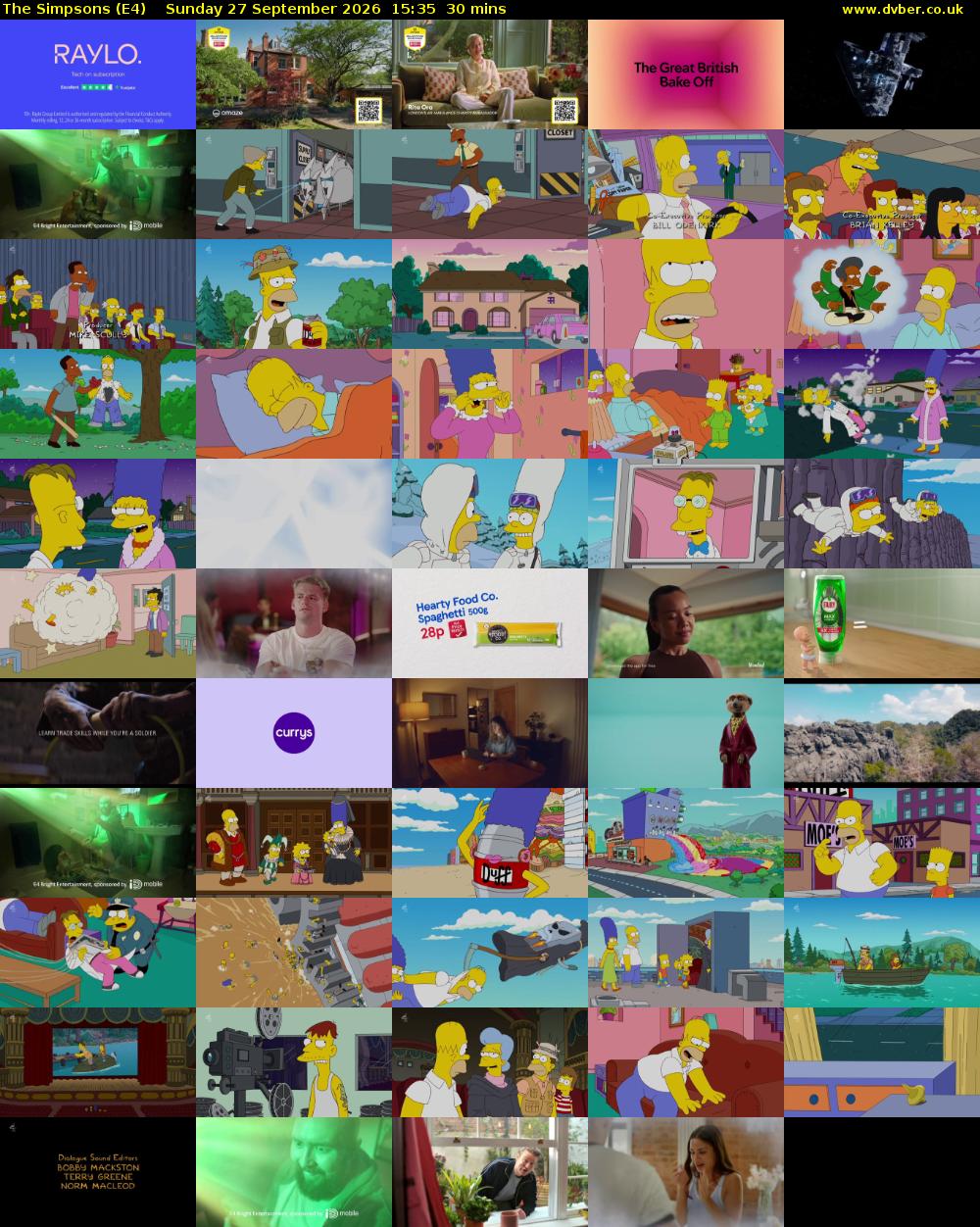 The Simpsons (E4) Sunday 27 September 2026 15:35 - 16:05