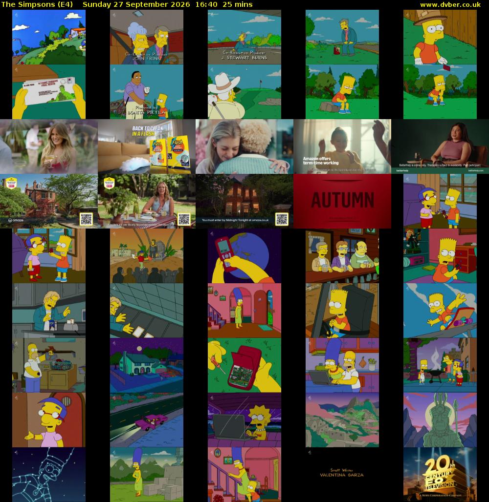 The Simpsons (E4) Sunday 27 September 2026 16:40 - 17:05