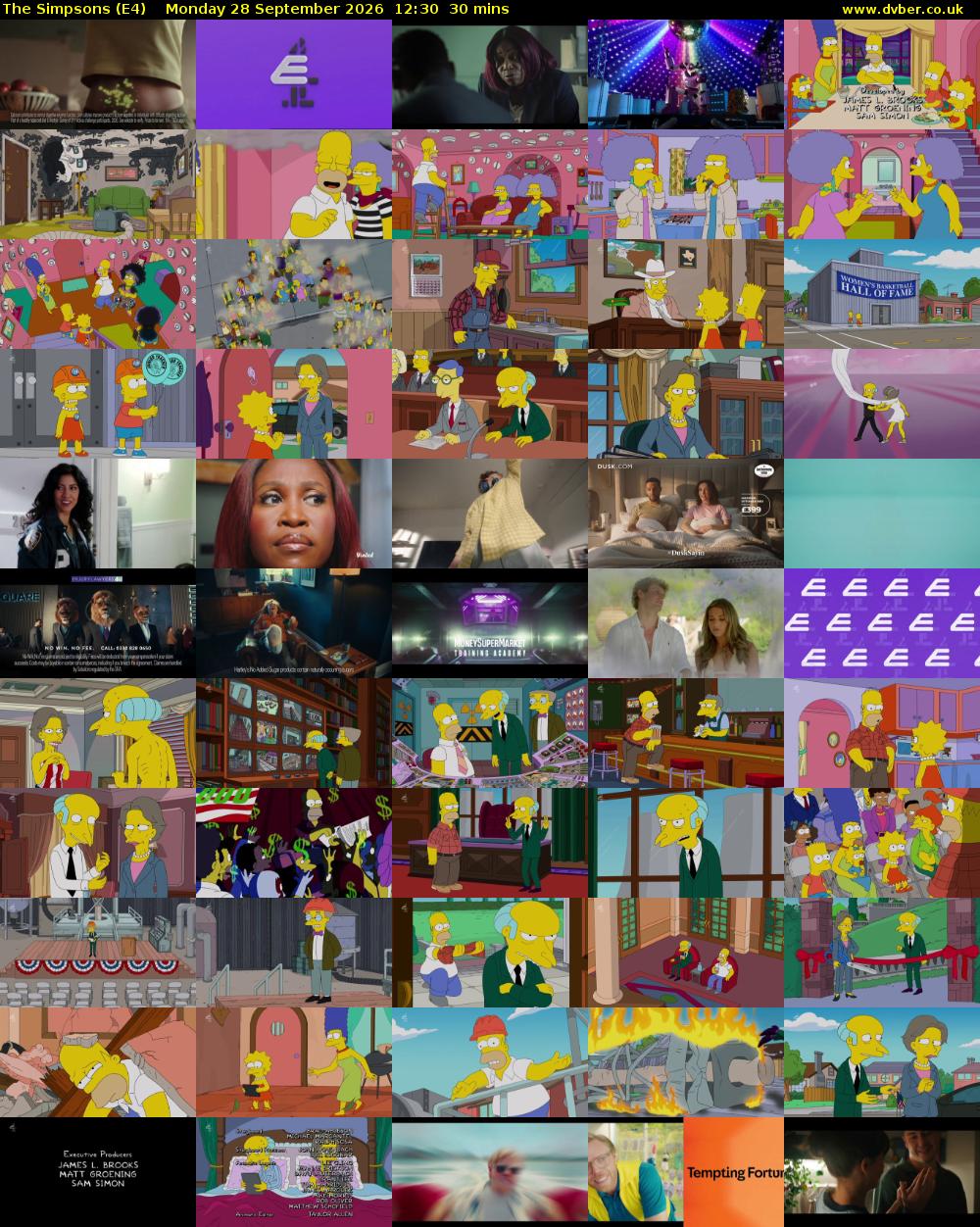 The Simpsons (E4) Monday 28 September 2026 12:30 - 13:00
