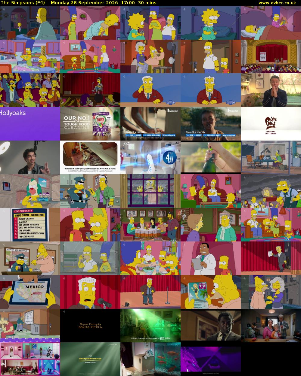 The Simpsons (E4) Monday 28 September 2026 17:00 - 17:30