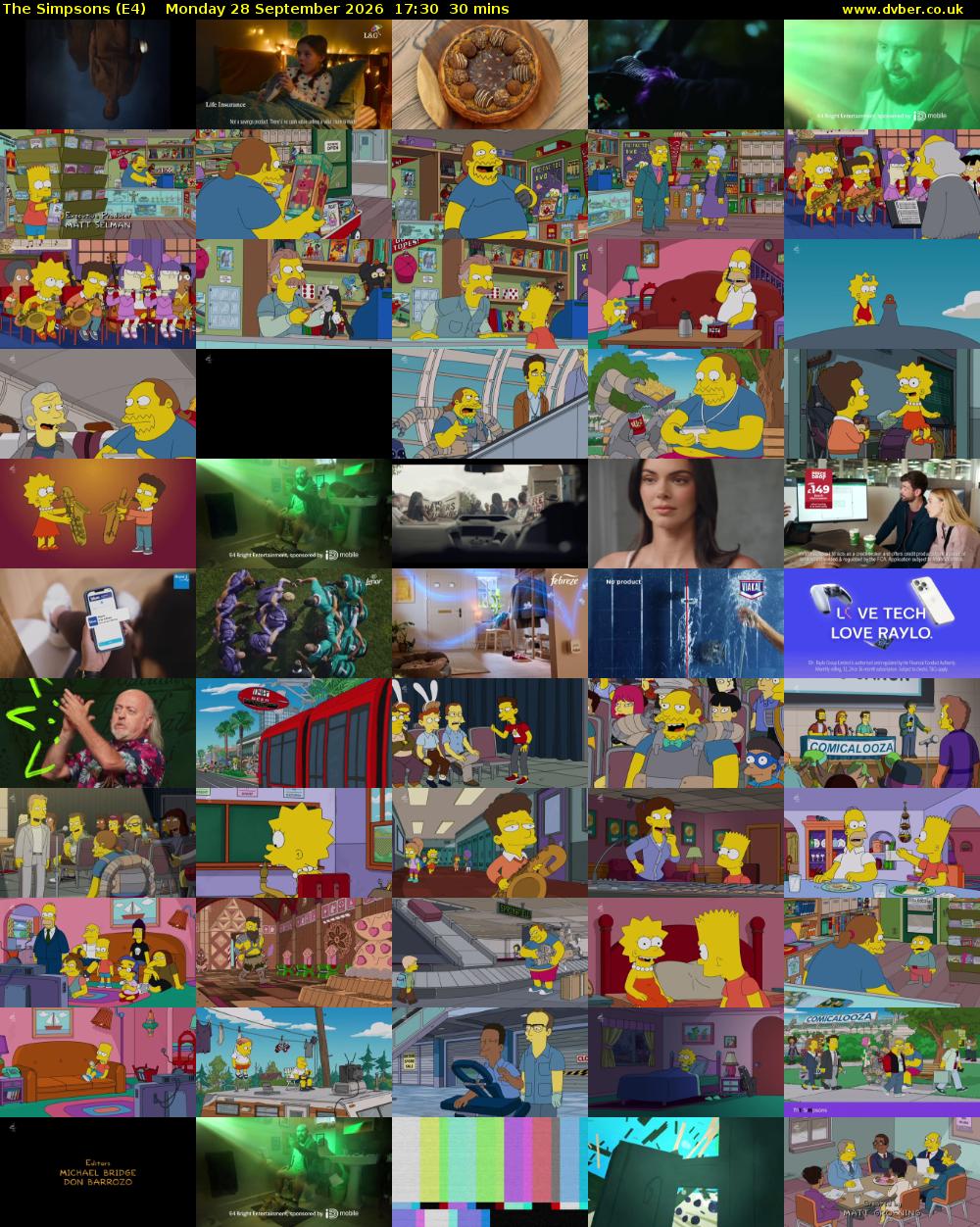 The Simpsons (E4) Monday 28 September 2026 17:30 - 18:00
