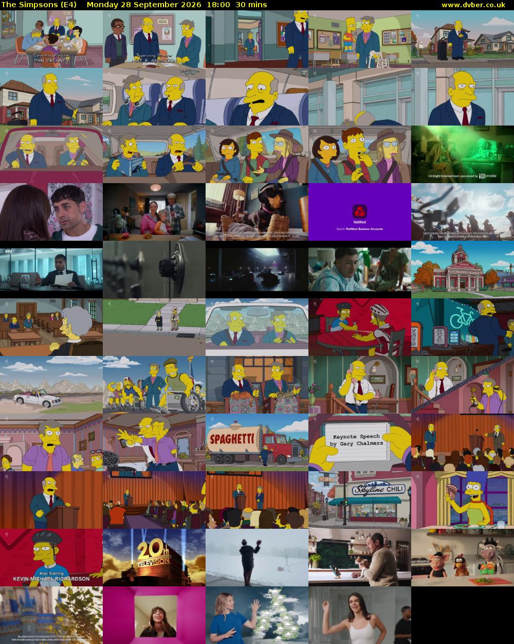 The Simpsons (E4) Monday 28 September 2026 18:00 - 18:30