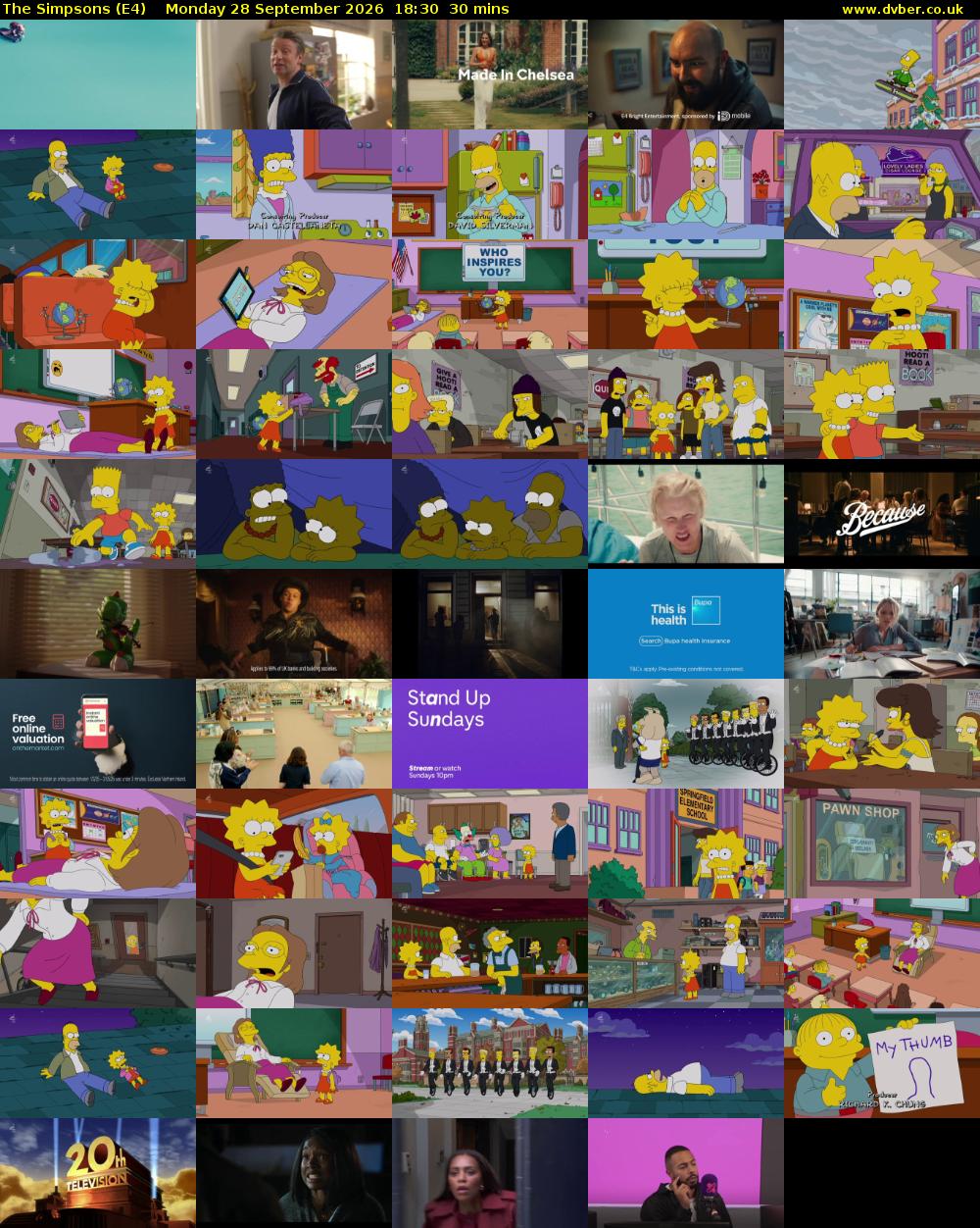 The Simpsons (E4) Monday 28 September 2026 18:30 - 19:00