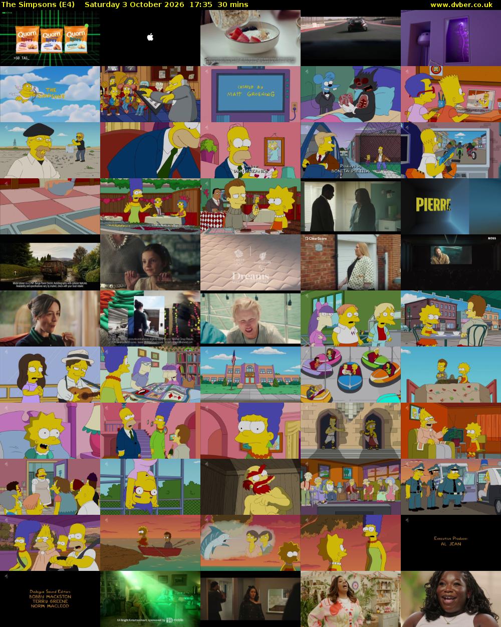 The Simpsons (E4) Saturday 3 October 2026 17:35 - 18:05