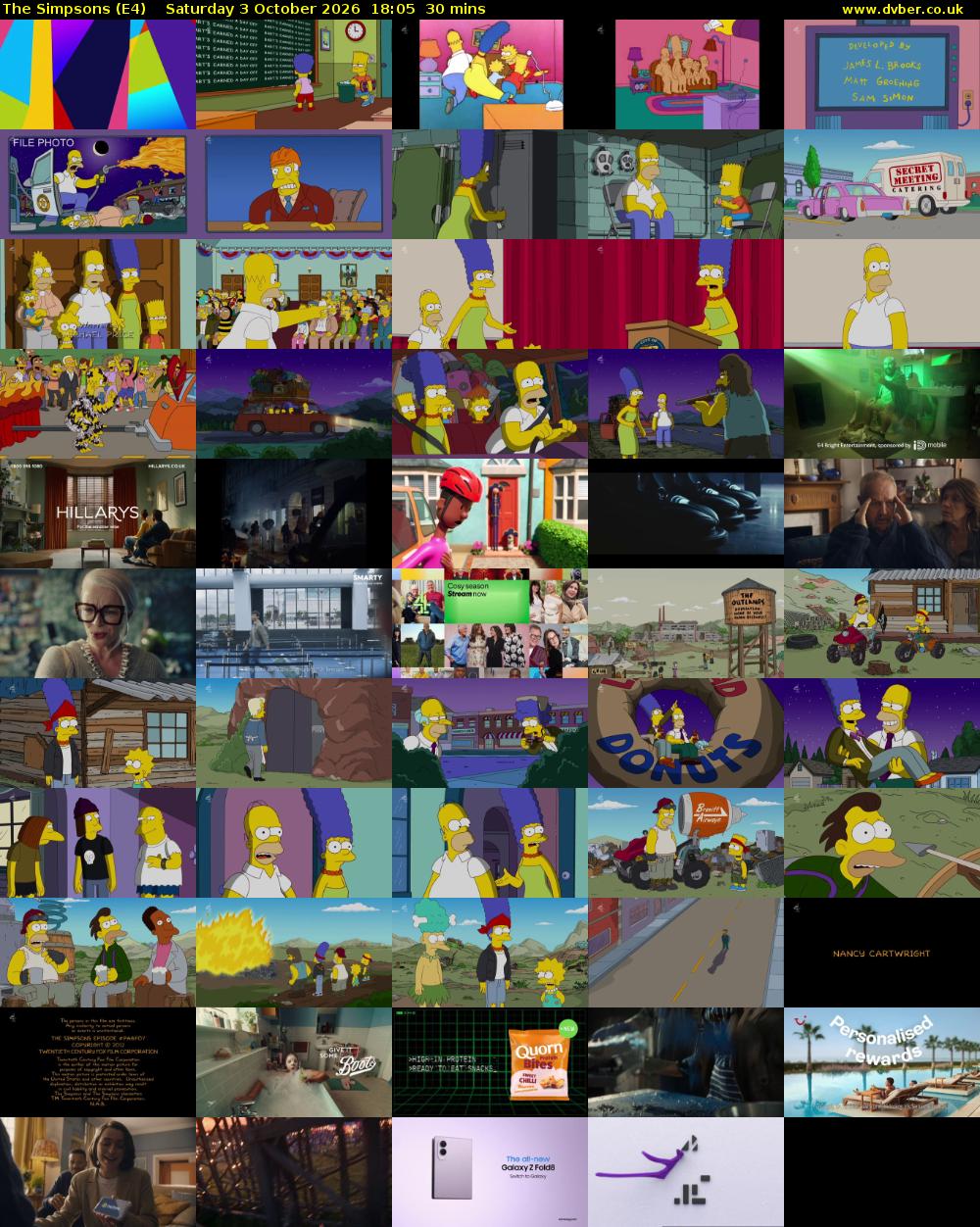 The Simpsons (E4) Saturday 3 October 2026 18:05 - 18:35