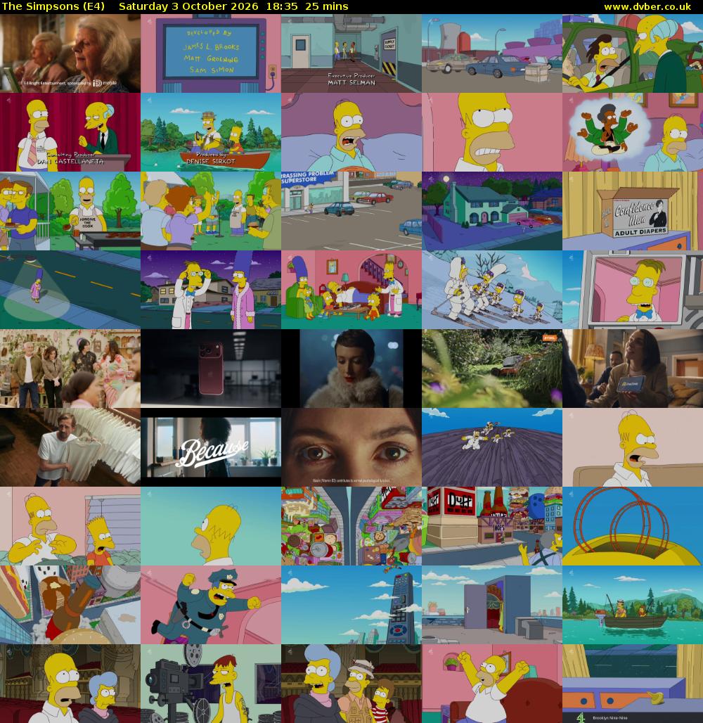 The Simpsons (E4) Saturday 3 October 2026 18:35 - 19:00