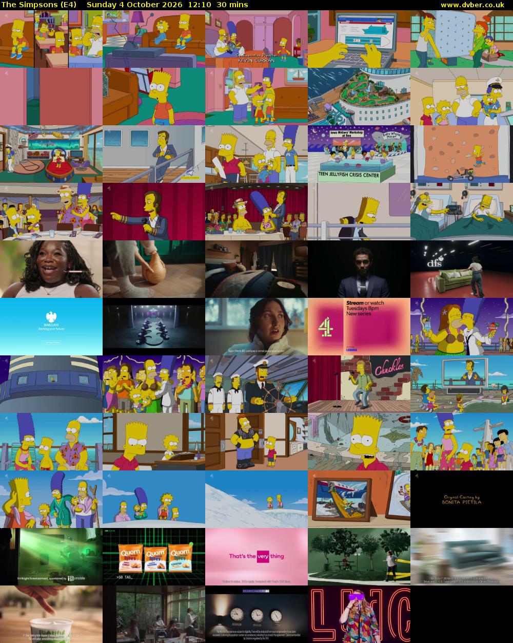 The Simpsons (E4) Sunday 4 October 2026 12:10 - 12:40