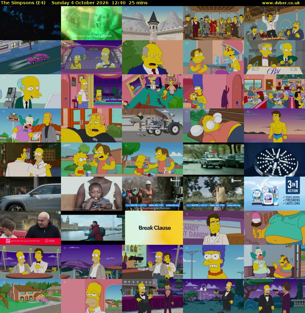 The Simpsons (E4) Sunday 4 October 2026 12:40 - 13:05