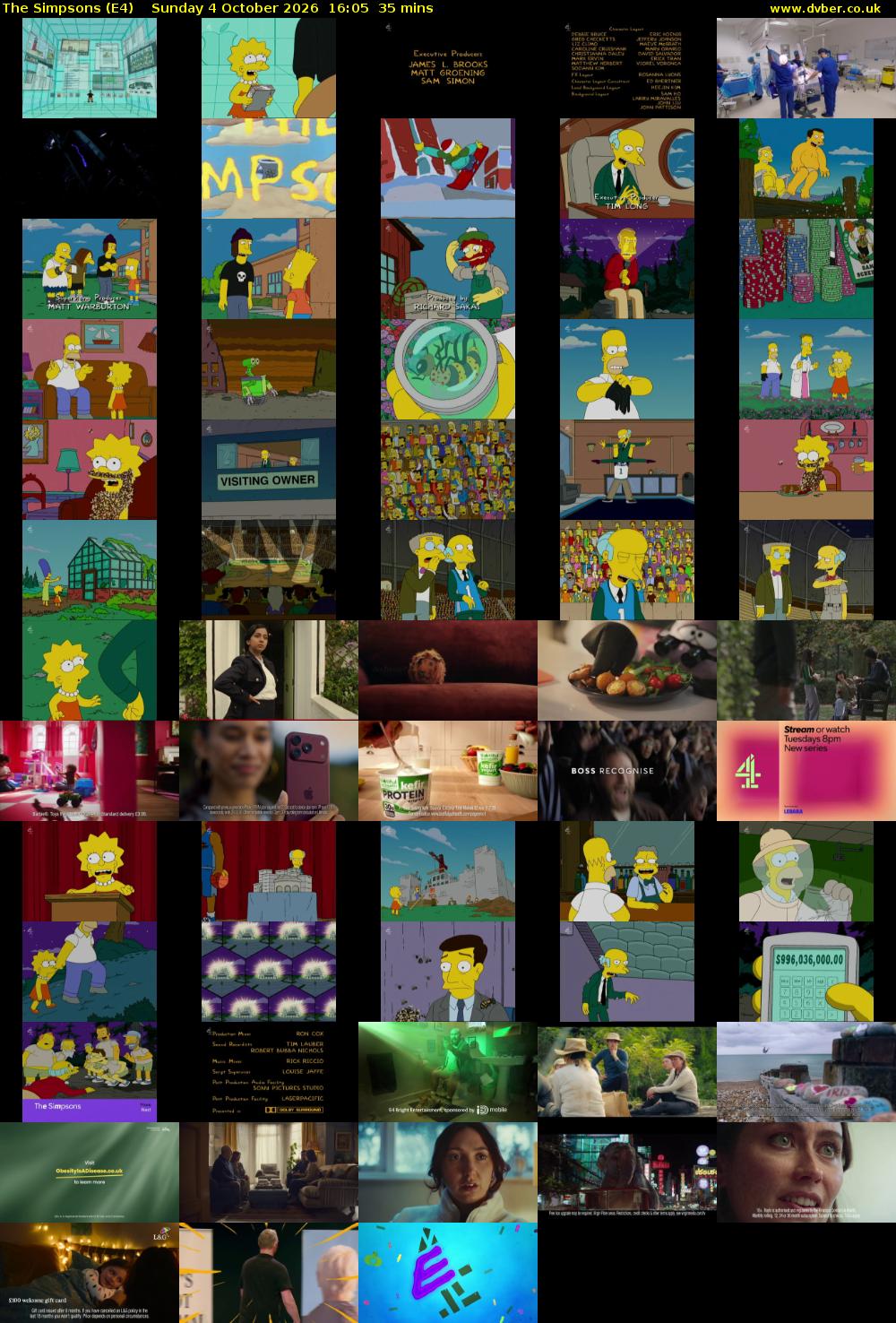 The Simpsons (E4) Sunday 4 October 2026 16:05 - 16:40