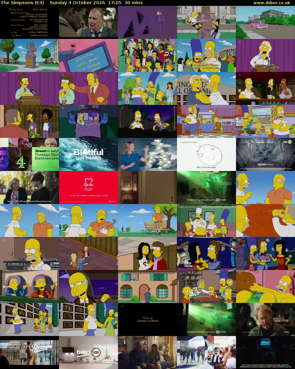 The Simpsons (E4) Sunday 4 October 2026 17:05 - 17:35