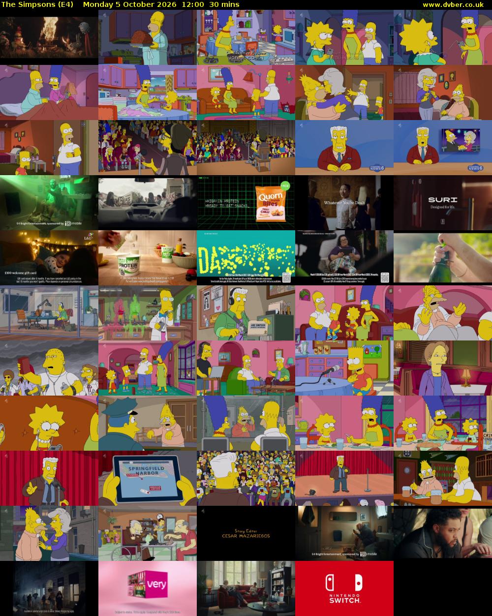 The Simpsons (E4) Monday 5 October 2026 12:00 - 12:30