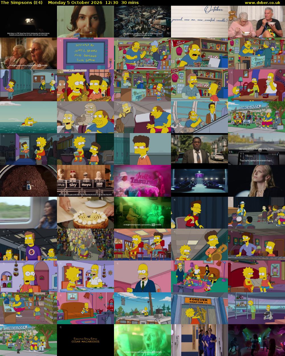 The Simpsons (E4) Monday 5 October 2026 12:30 - 13:00