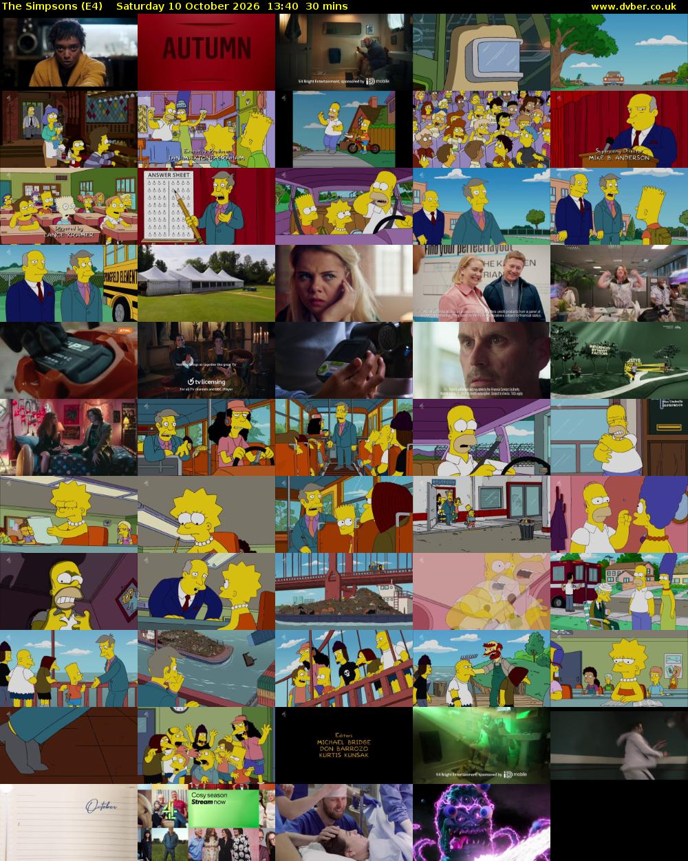 The Simpsons (E4) Saturday 10 October 2026 13:40 - 14:10