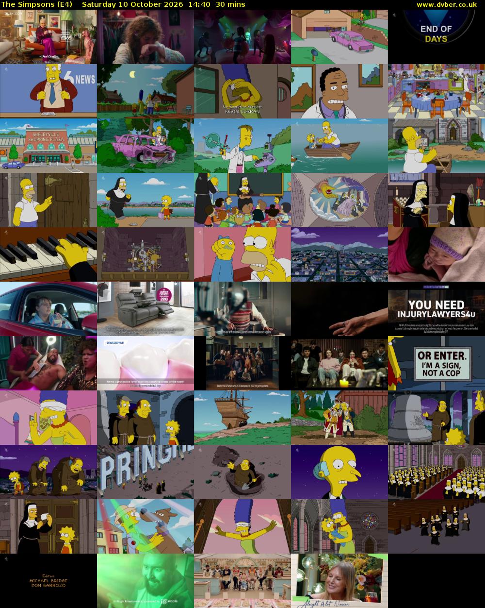 The Simpsons (E4) Saturday 10 October 2026 14:40 - 15:10