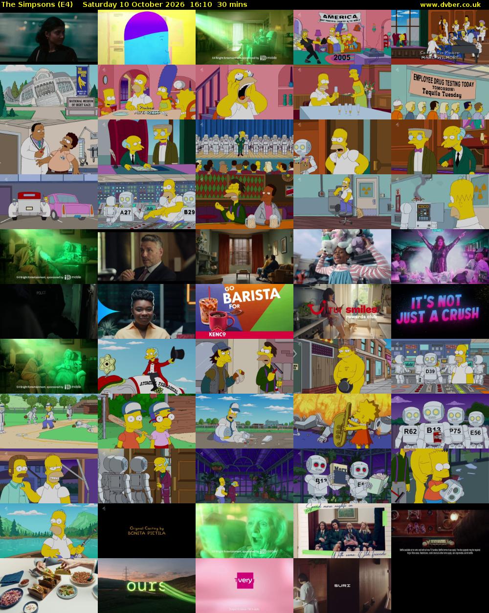 The Simpsons (E4) Saturday 10 October 2026 16:10 - 16:40
