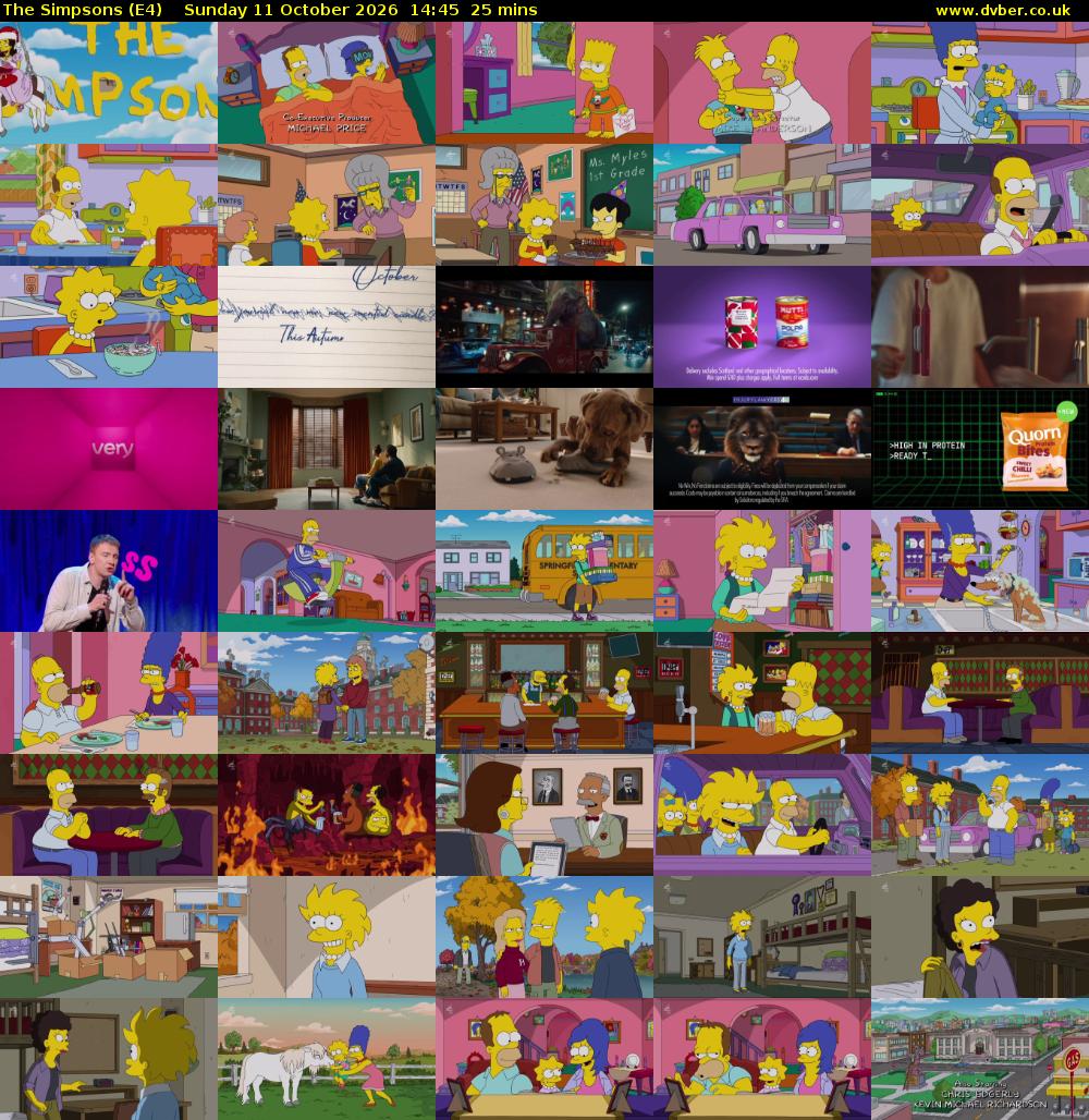 The Simpsons (E4) Sunday 11 October 2026 14:45 - 15:10