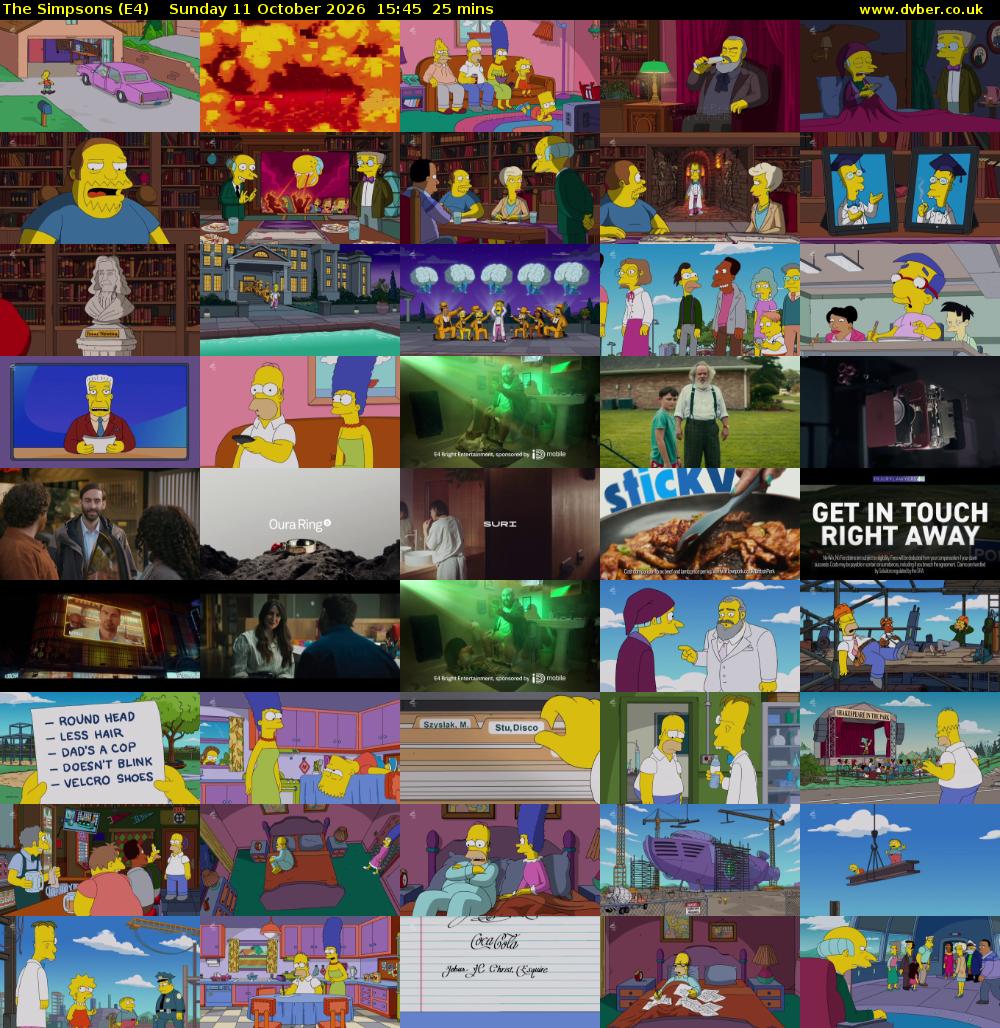 The Simpsons (E4) Sunday 11 October 2026 15:45 - 16:10