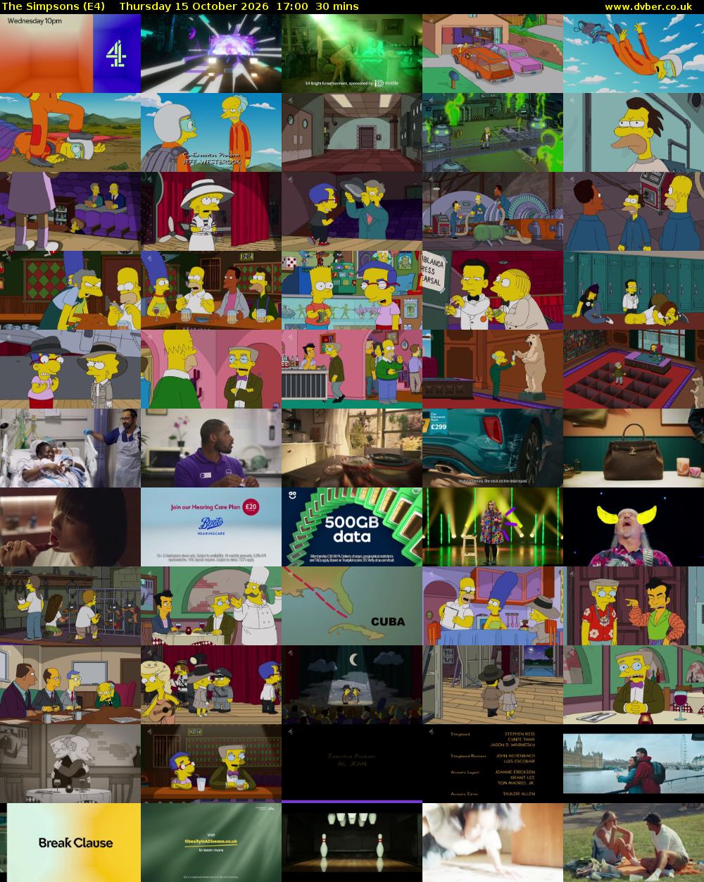 The Simpsons (E4) Thursday 15 October 2026 17:00 - 17:30