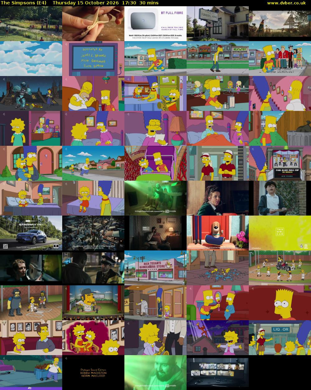 The Simpsons (E4) Thursday 15 October 2026 17:30 - 18:00