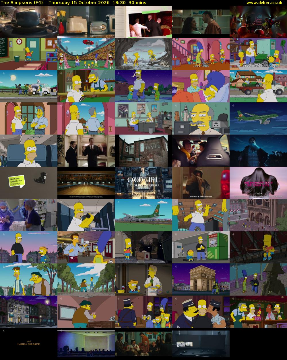 The Simpsons (E4) Thursday 15 October 2026 18:30 - 19:00
