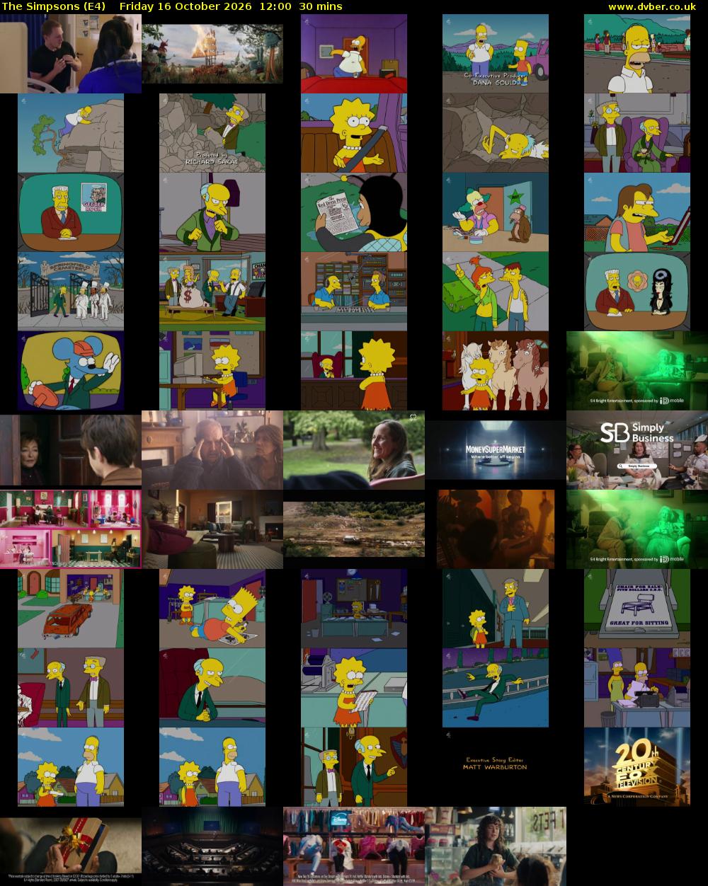 The Simpsons (E4) Friday 16 October 2026 12:00 - 12:30
