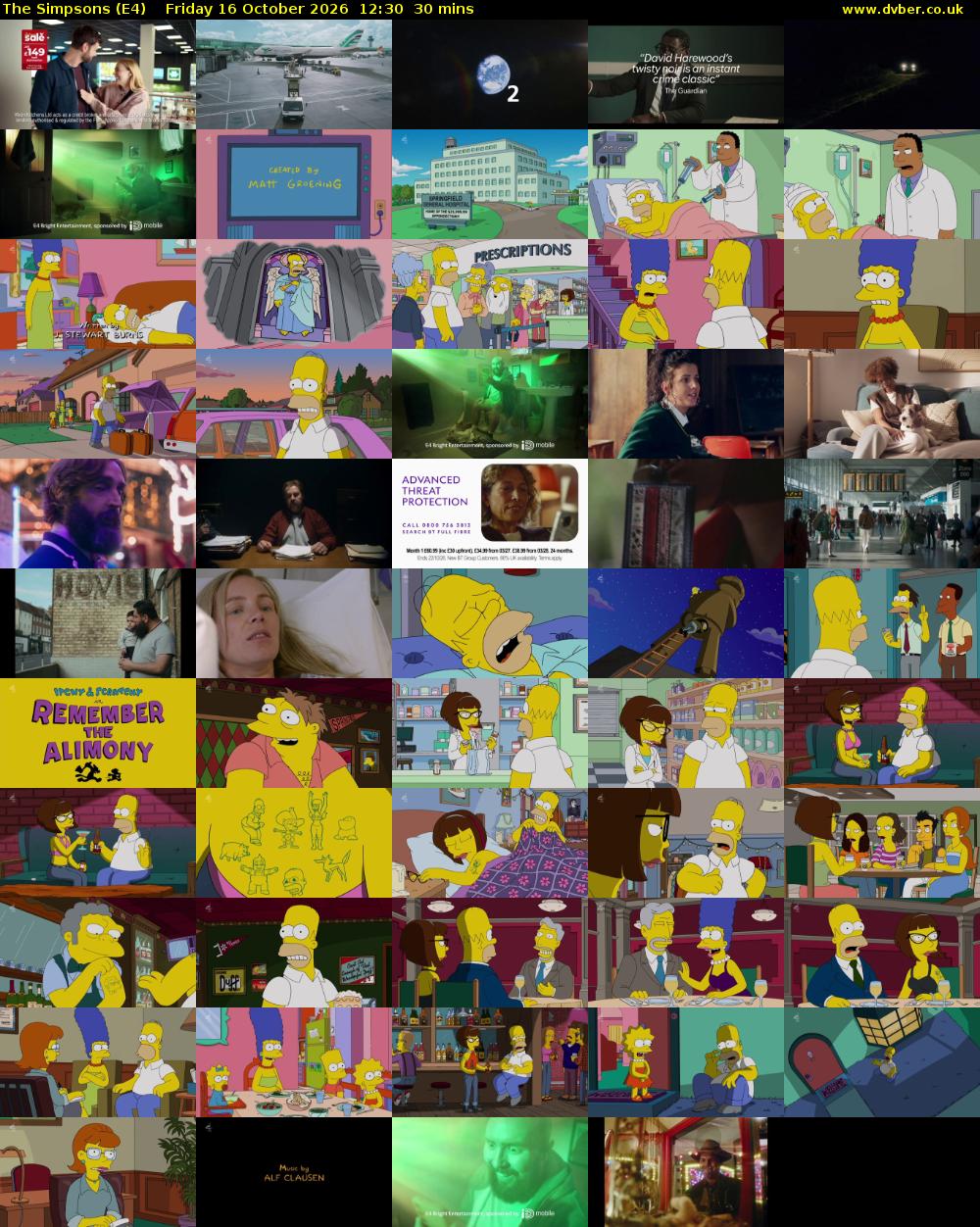 The Simpsons (E4) Friday 16 October 2026 12:30 - 13:00