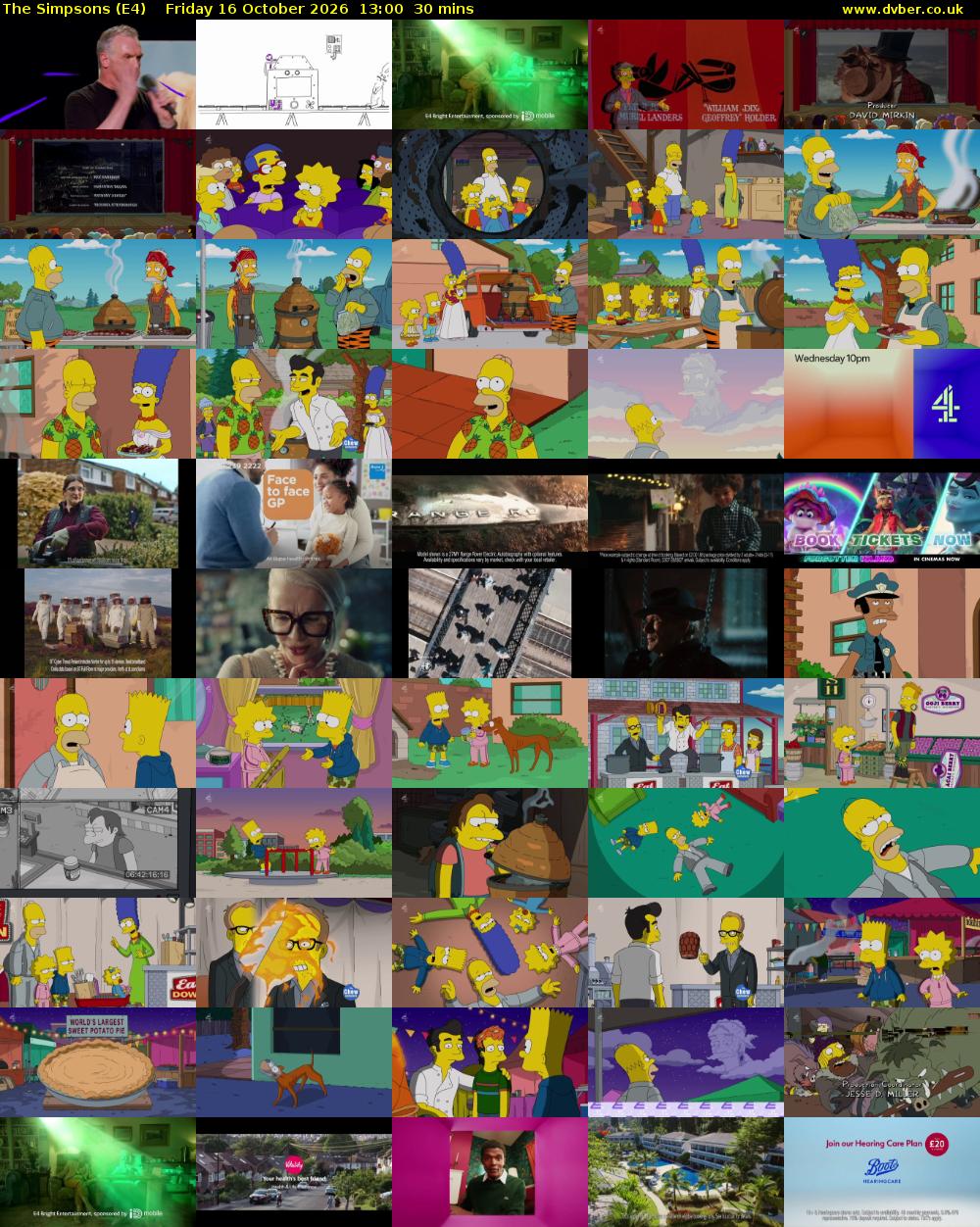 The Simpsons (E4) Friday 16 October 2026 13:00 - 13:30