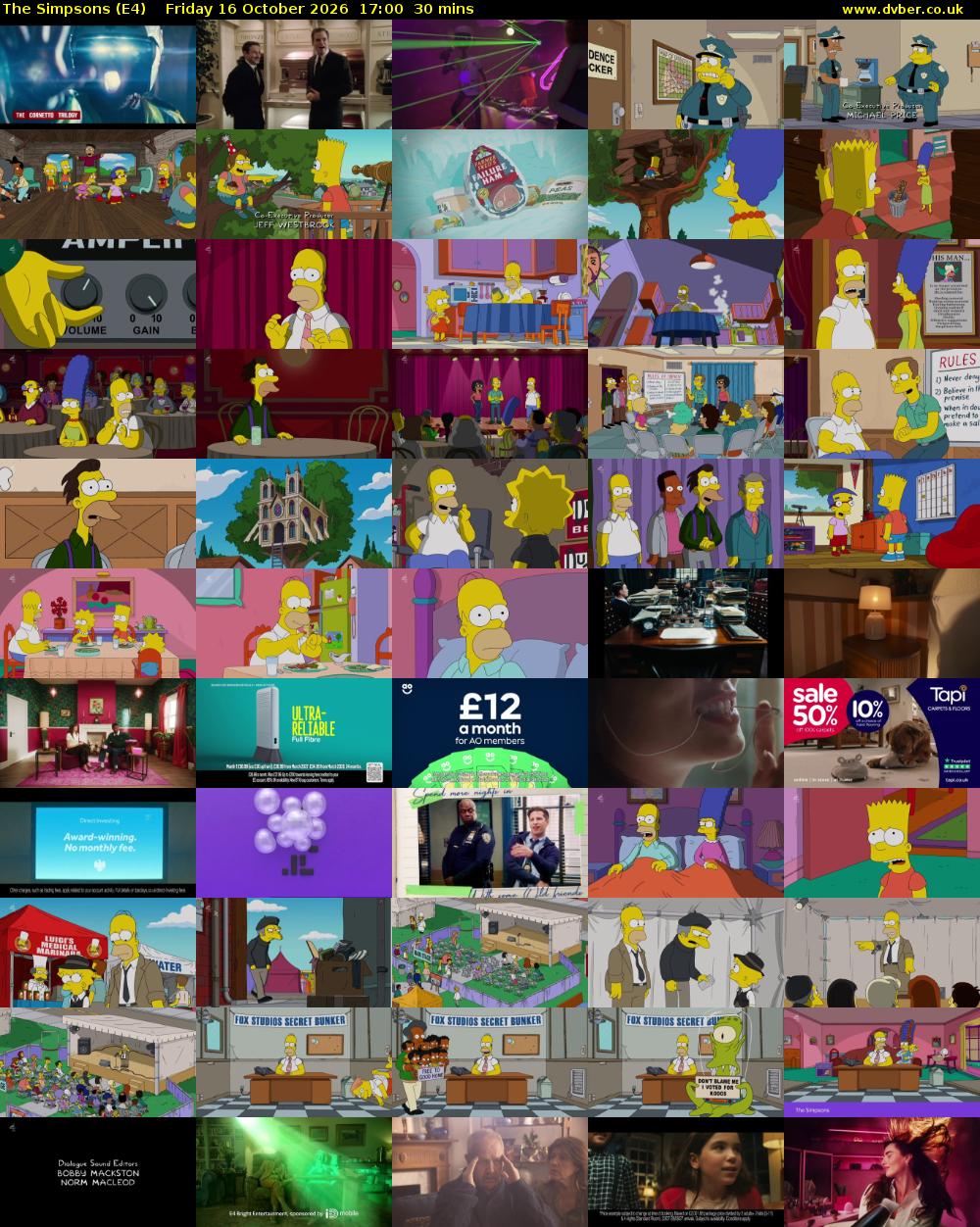 The Simpsons (E4) Friday 16 October 2026 17:00 - 17:30