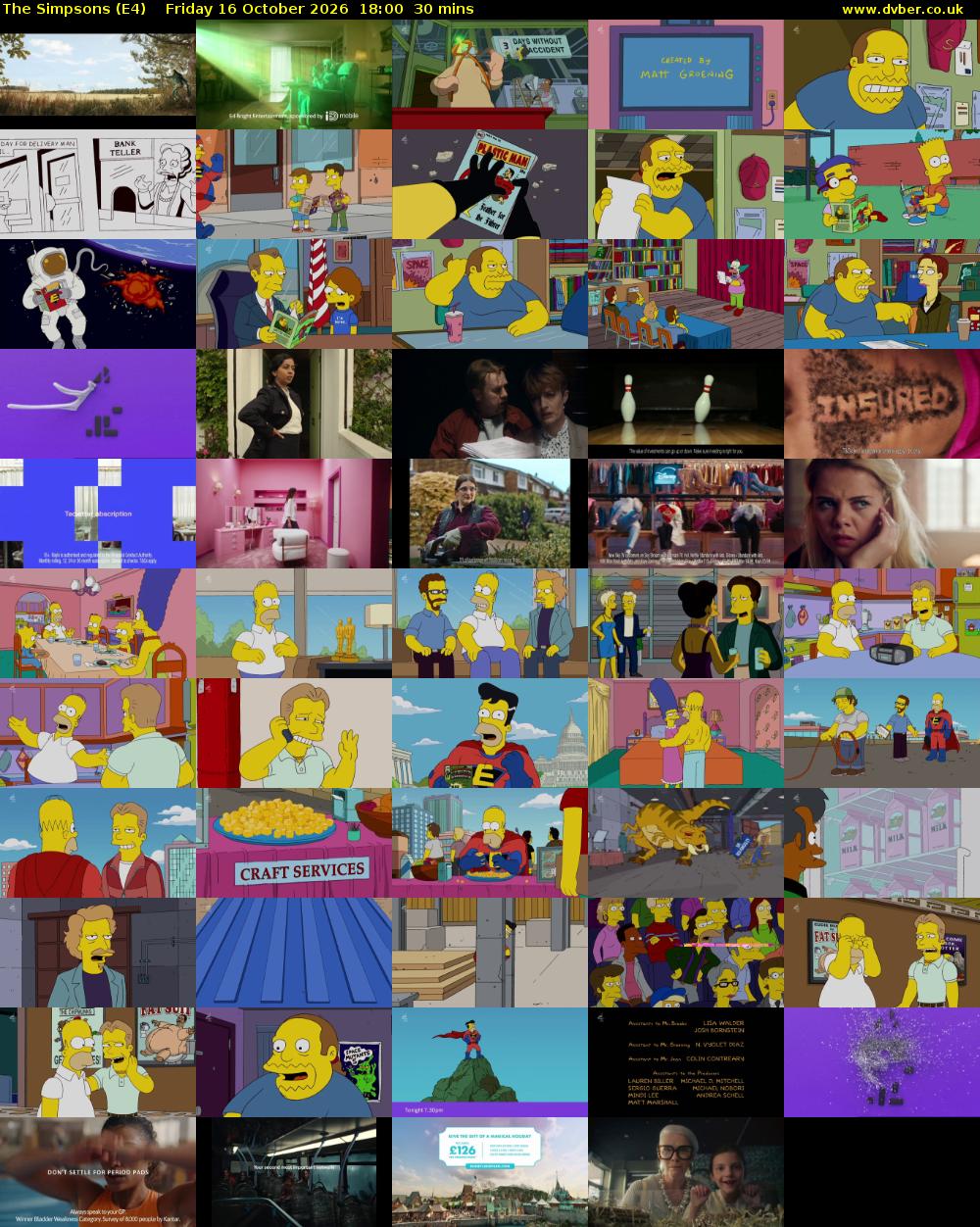The Simpsons (E4) Friday 16 October 2026 18:00 - 18:30