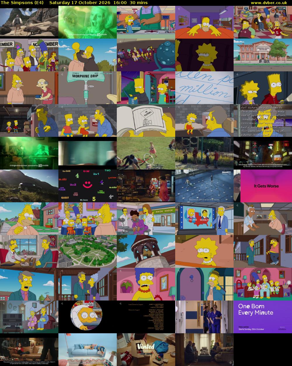 The Simpsons (E4) Saturday 17 October 2026 16:00 - 16:30