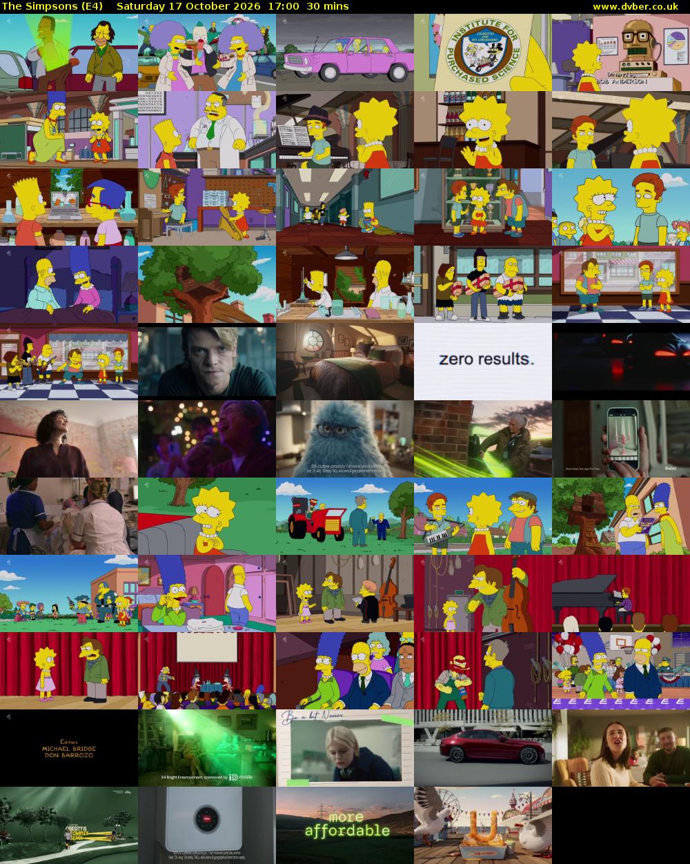 The Simpsons (E4) Saturday 17 October 2026 17:00 - 17:30