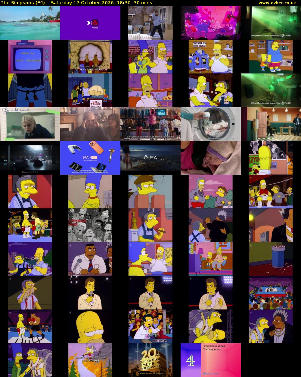The Simpsons (E4) Saturday 17 October 2026 18:30 - 19:00