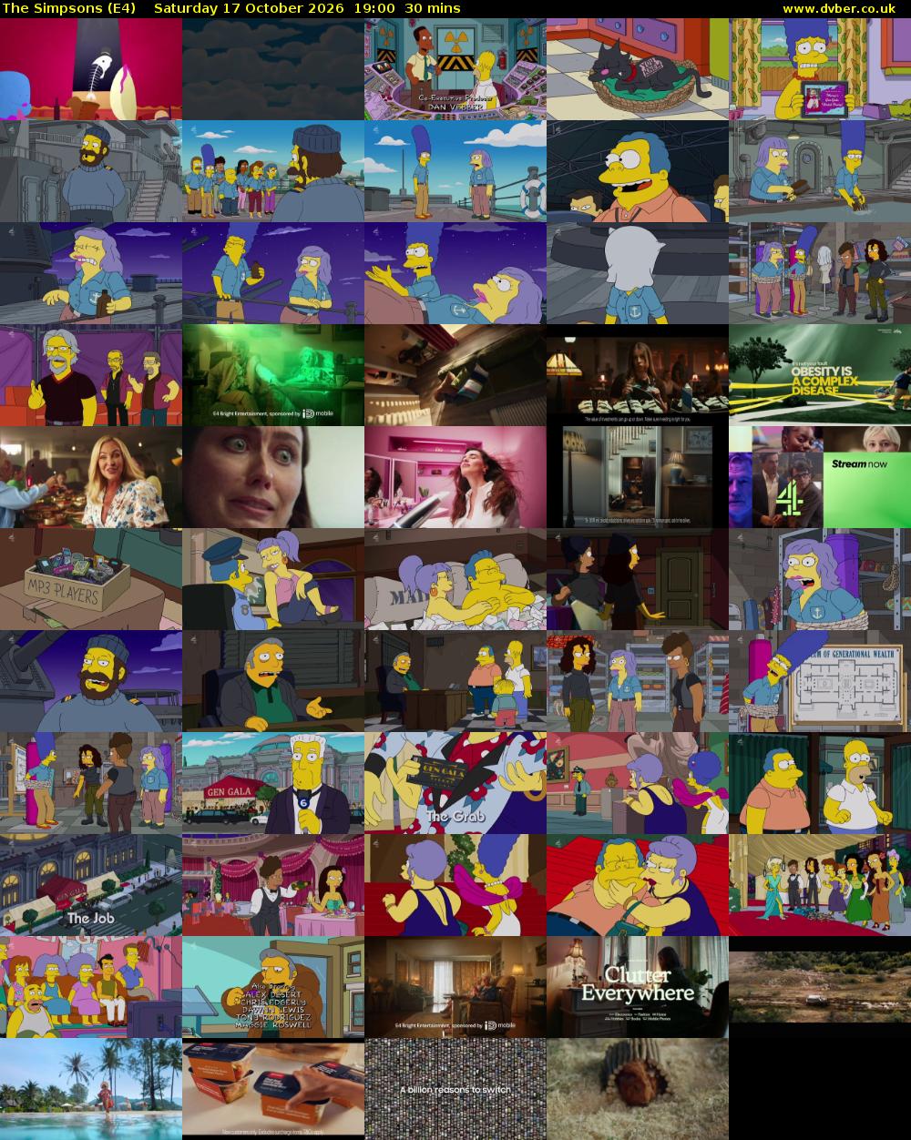 The Simpsons (E4) Saturday 17 October 2026 19:00 - 19:30