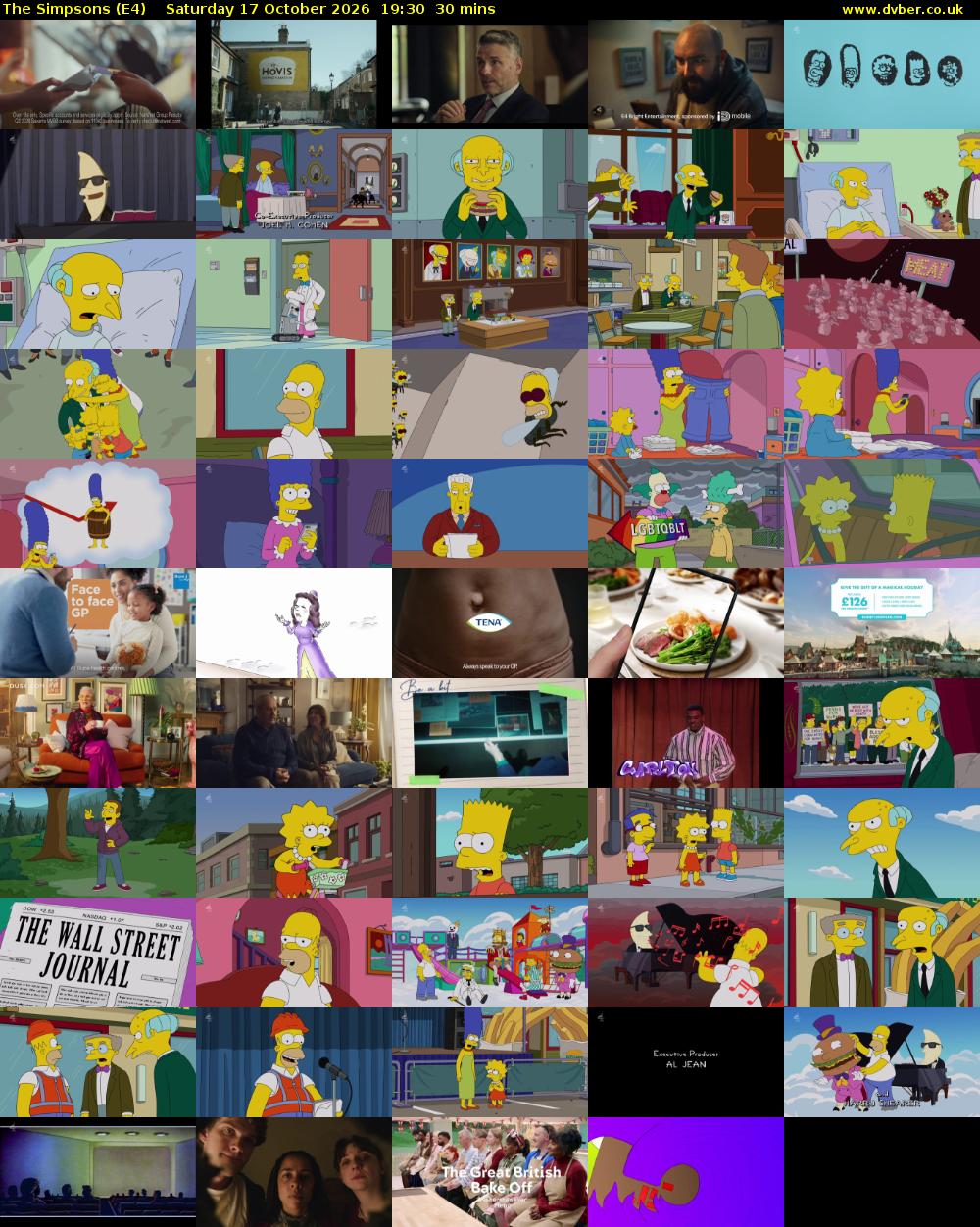 The Simpsons (E4) Saturday 17 October 2026 19:30 - 20:00