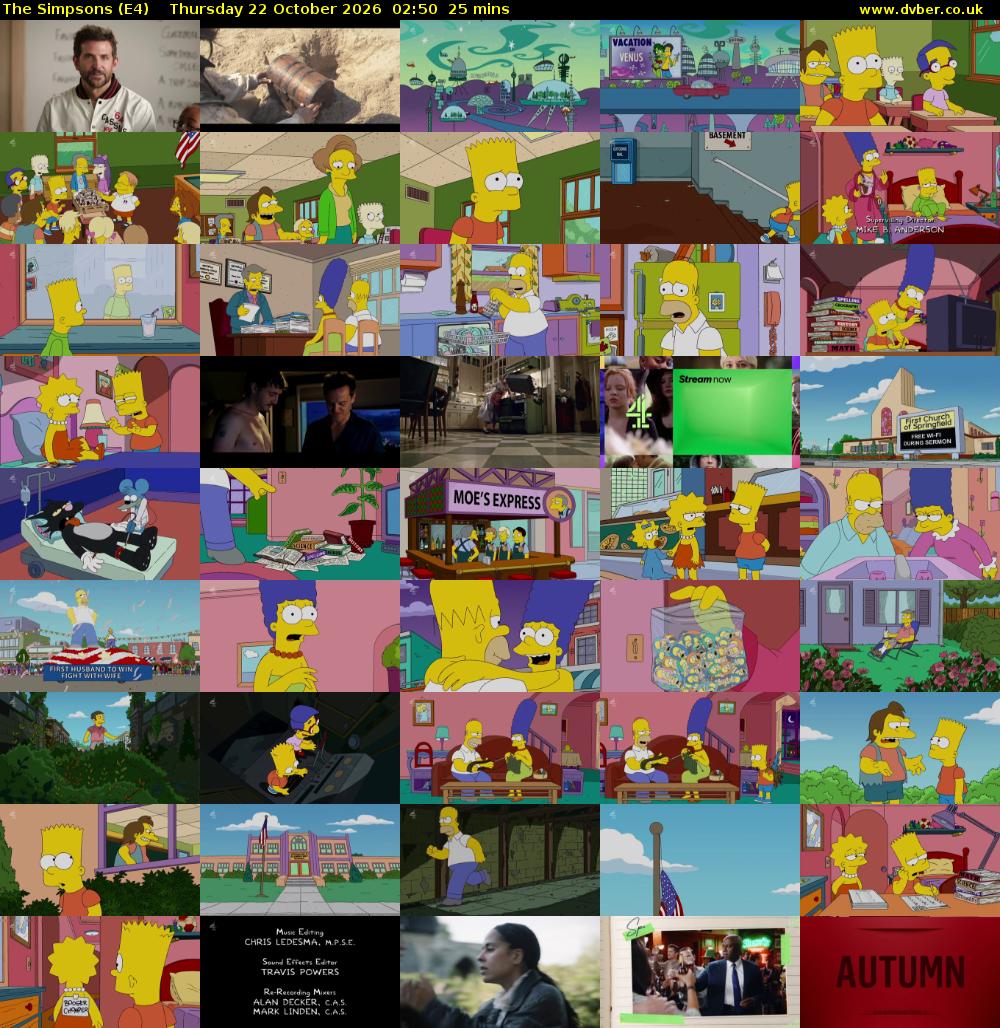 The Simpsons (E4) Thursday 22 October 2026 02:50 - 03:15