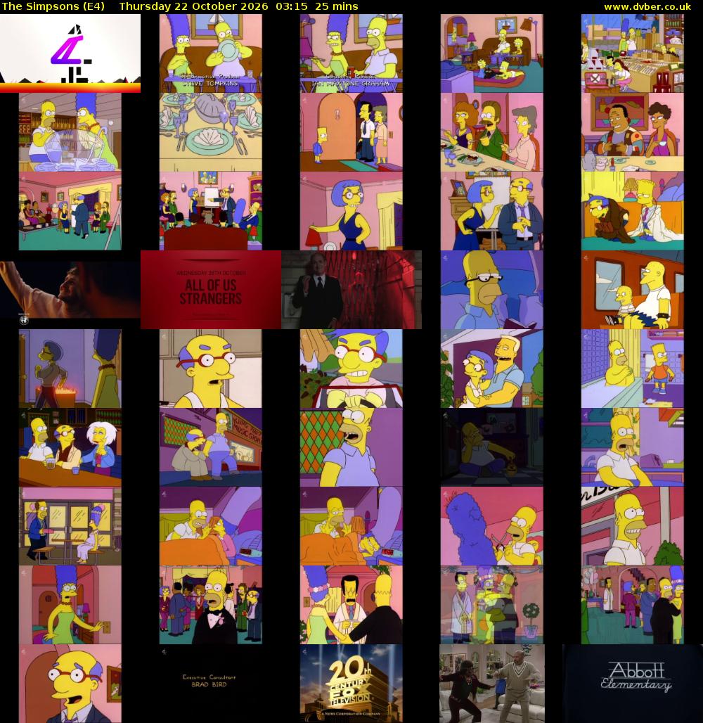 The Simpsons (E4) Thursday 22 October 2026 03:15 - 03:40