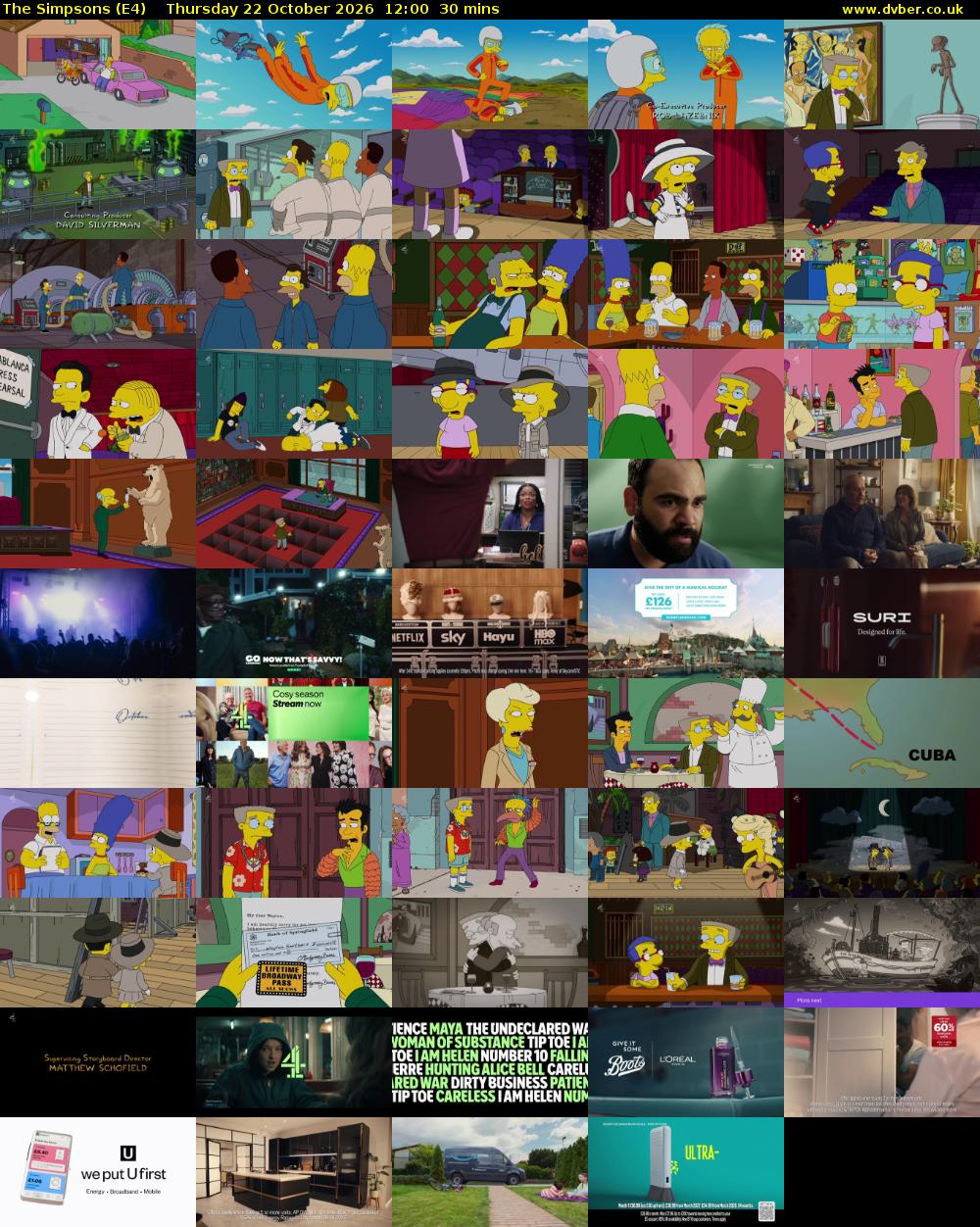 The Simpsons (E4) Thursday 22 October 2026 12:00 - 12:30