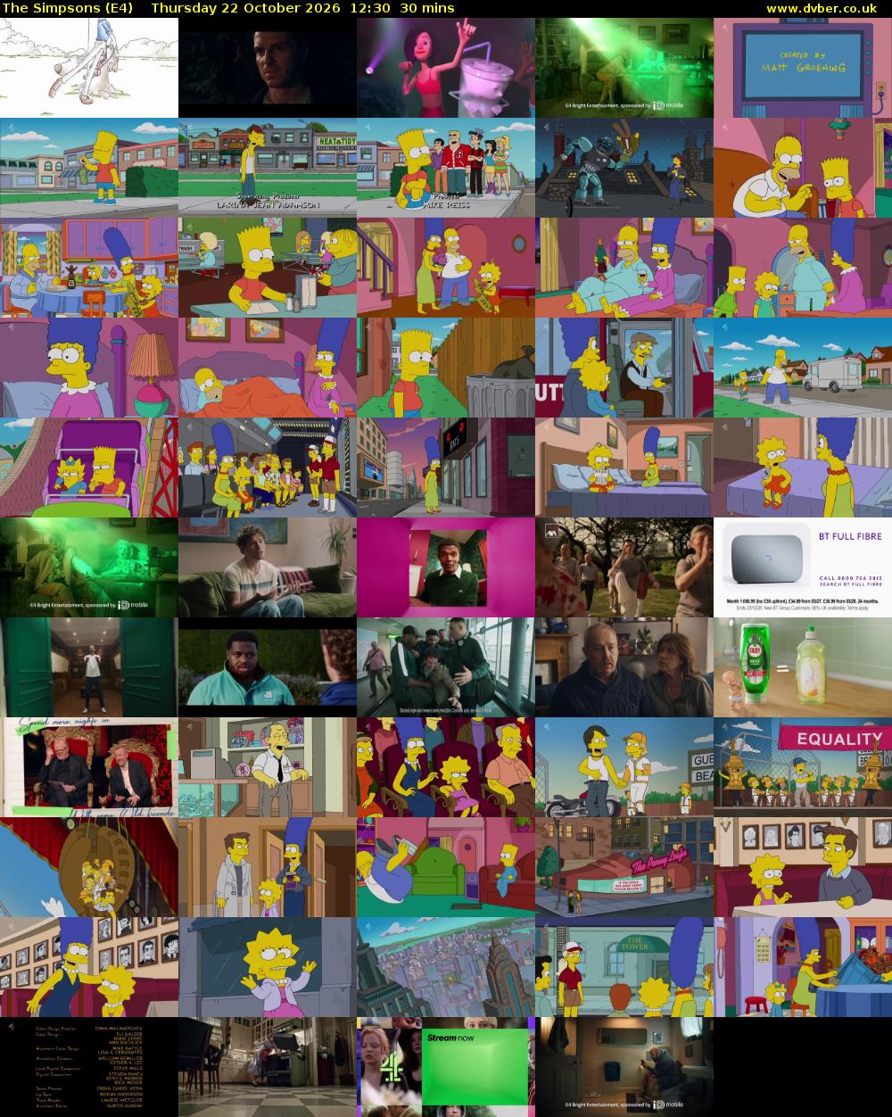 The Simpsons (E4) Thursday 22 October 2026 12:30 - 13:00