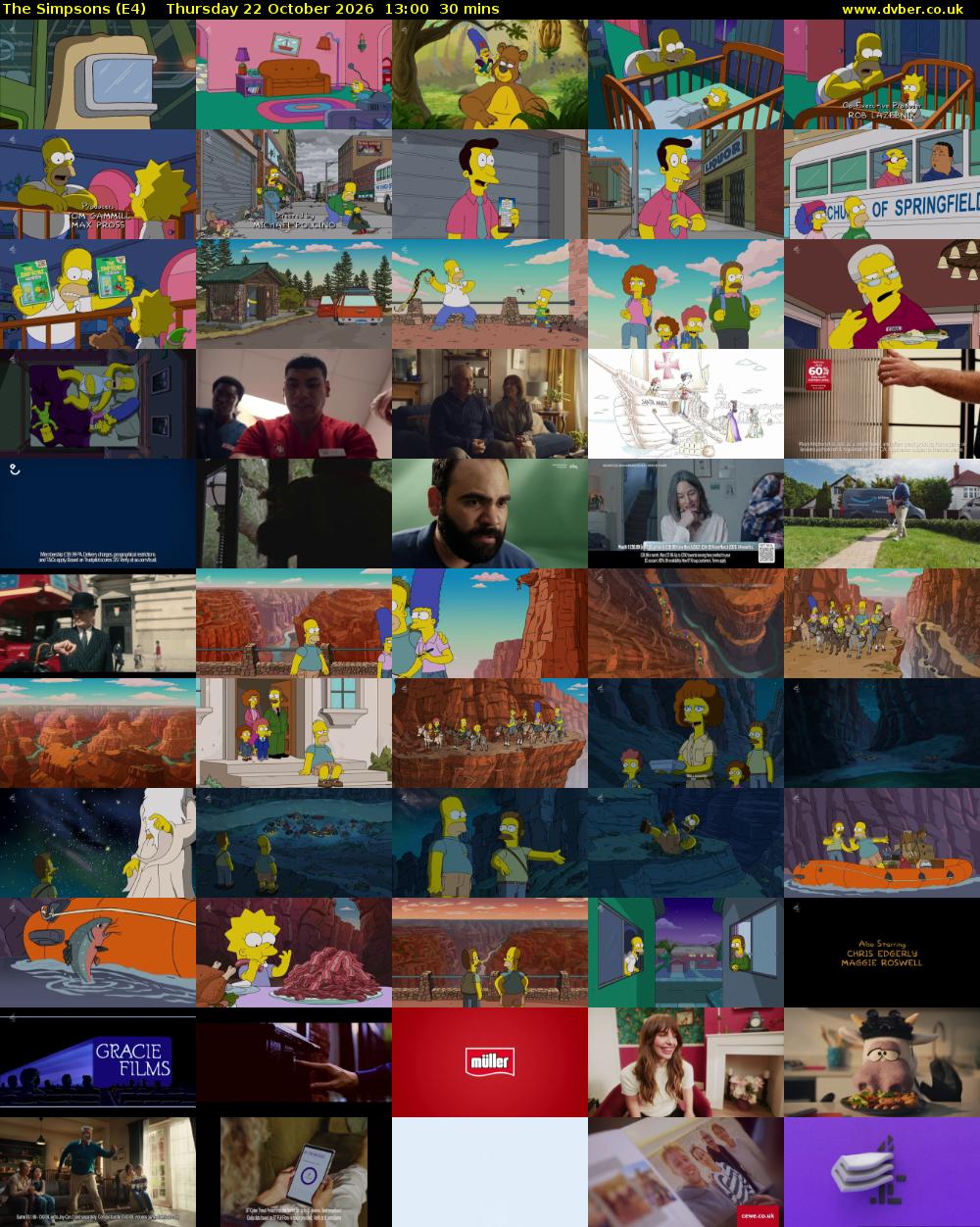 The Simpsons (E4) Thursday 22 October 2026 13:00 - 13:30