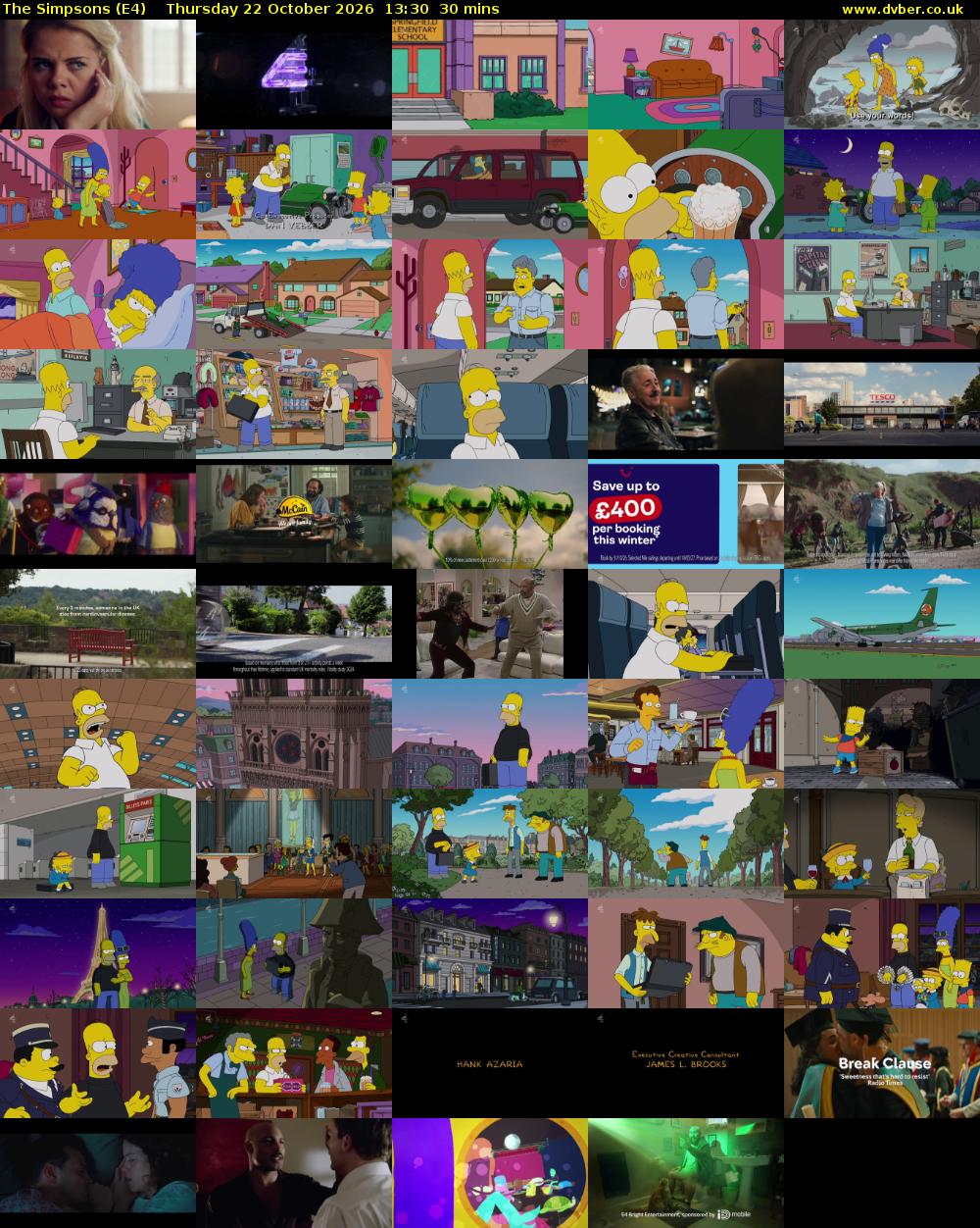 The Simpsons (E4) Thursday 22 October 2026 13:30 - 14:00