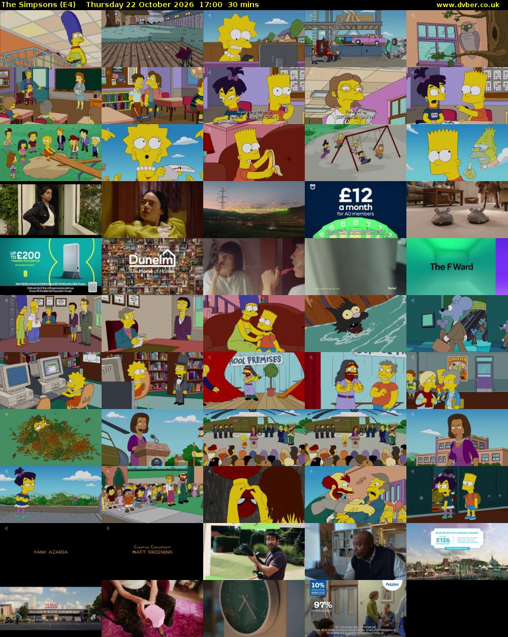 The Simpsons (E4) Thursday 22 October 2026 17:00 - 17:30